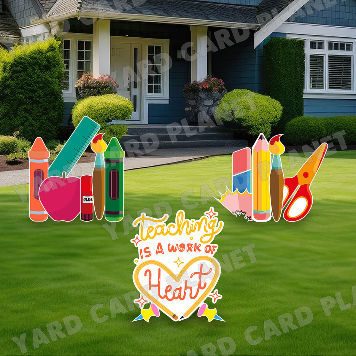 Teaching is a Work of Heart EZ Quick Sign and Yard Card Flair Set