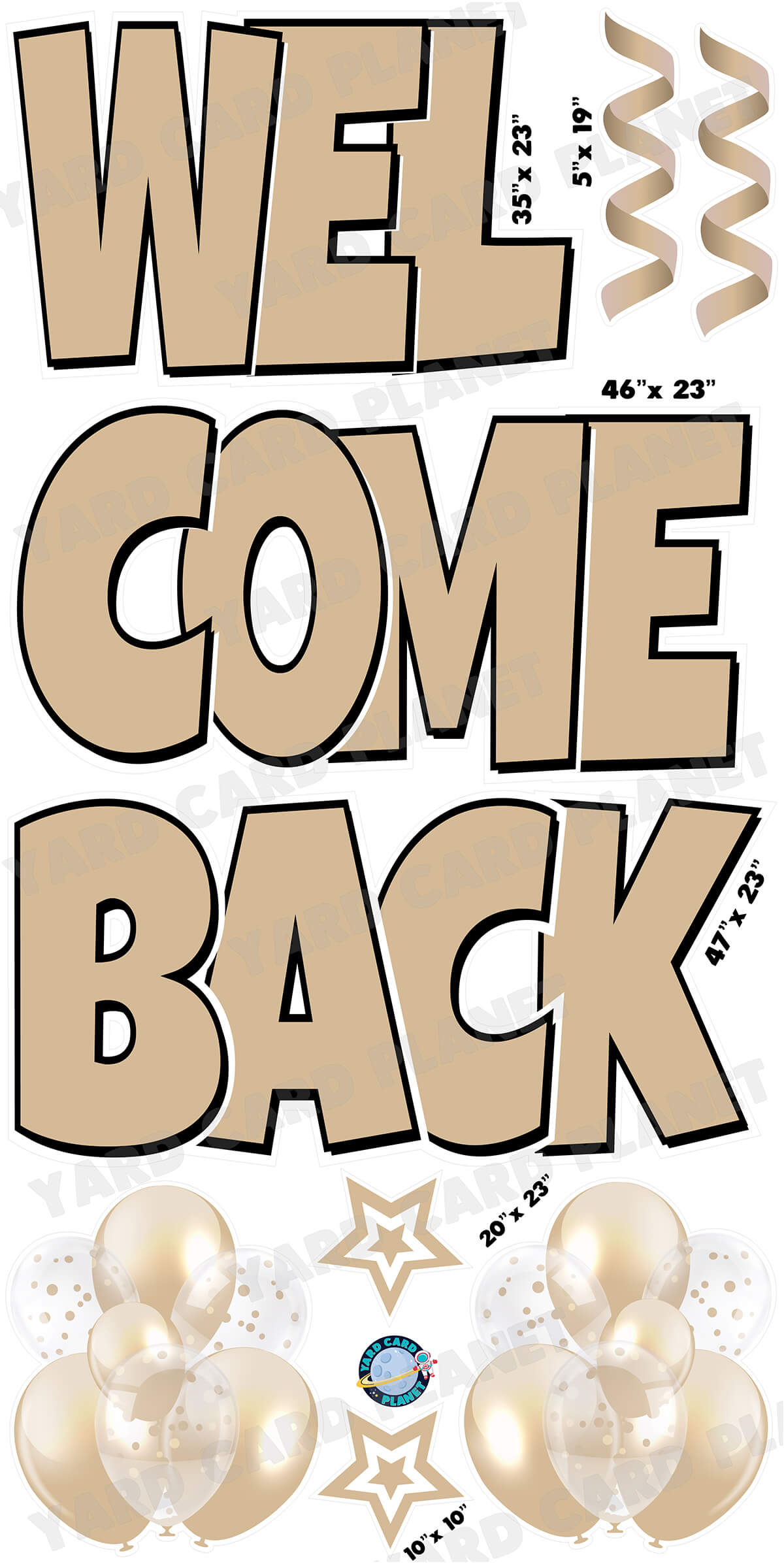 Large 23" Welcome Back Yard Card EZ Quick Sets in Luckiest Guy Font and Flair in Solid Colors (Available in Multiple Colors)