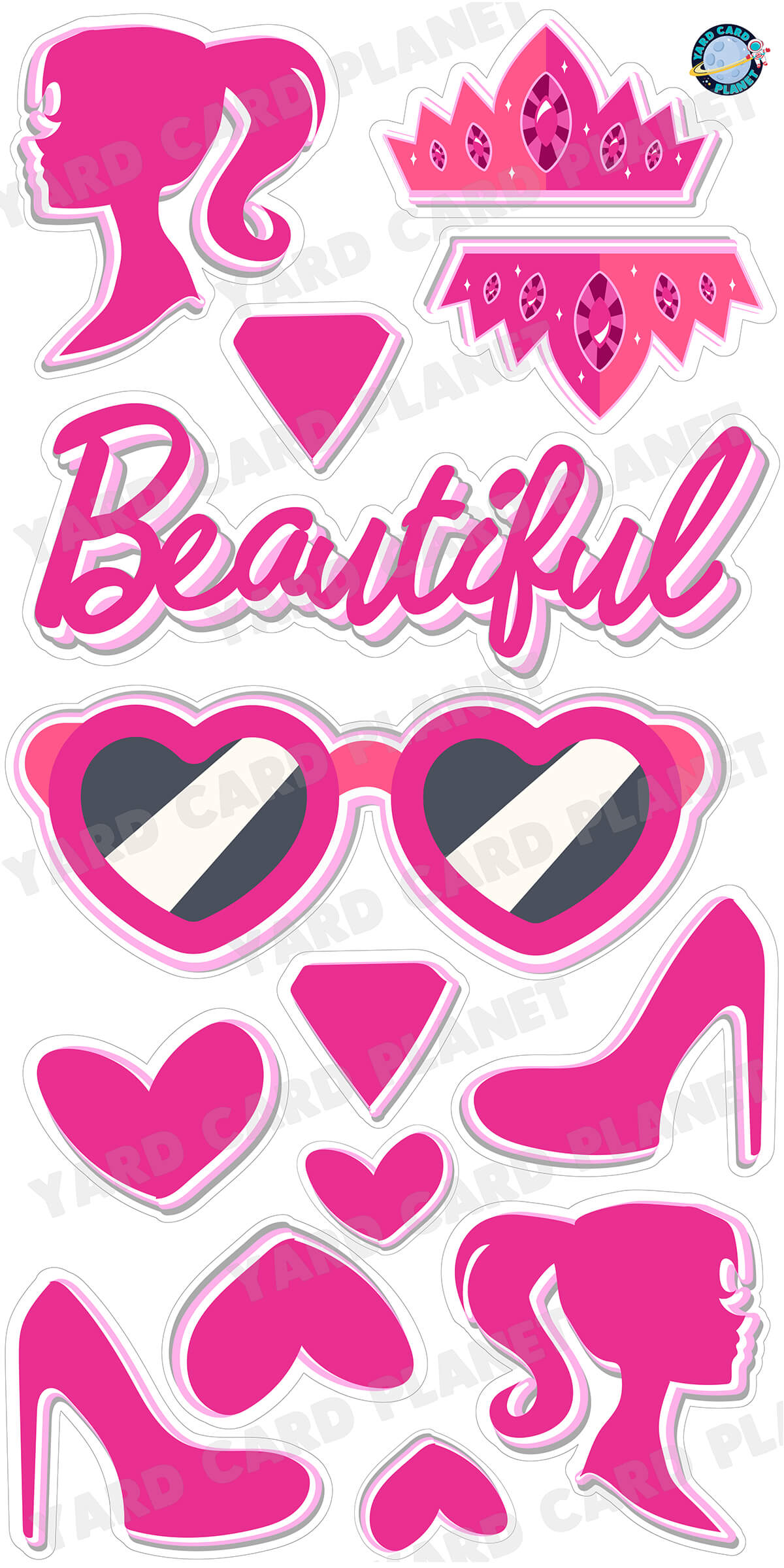 Beautiful Girl Yard Card Flair Set