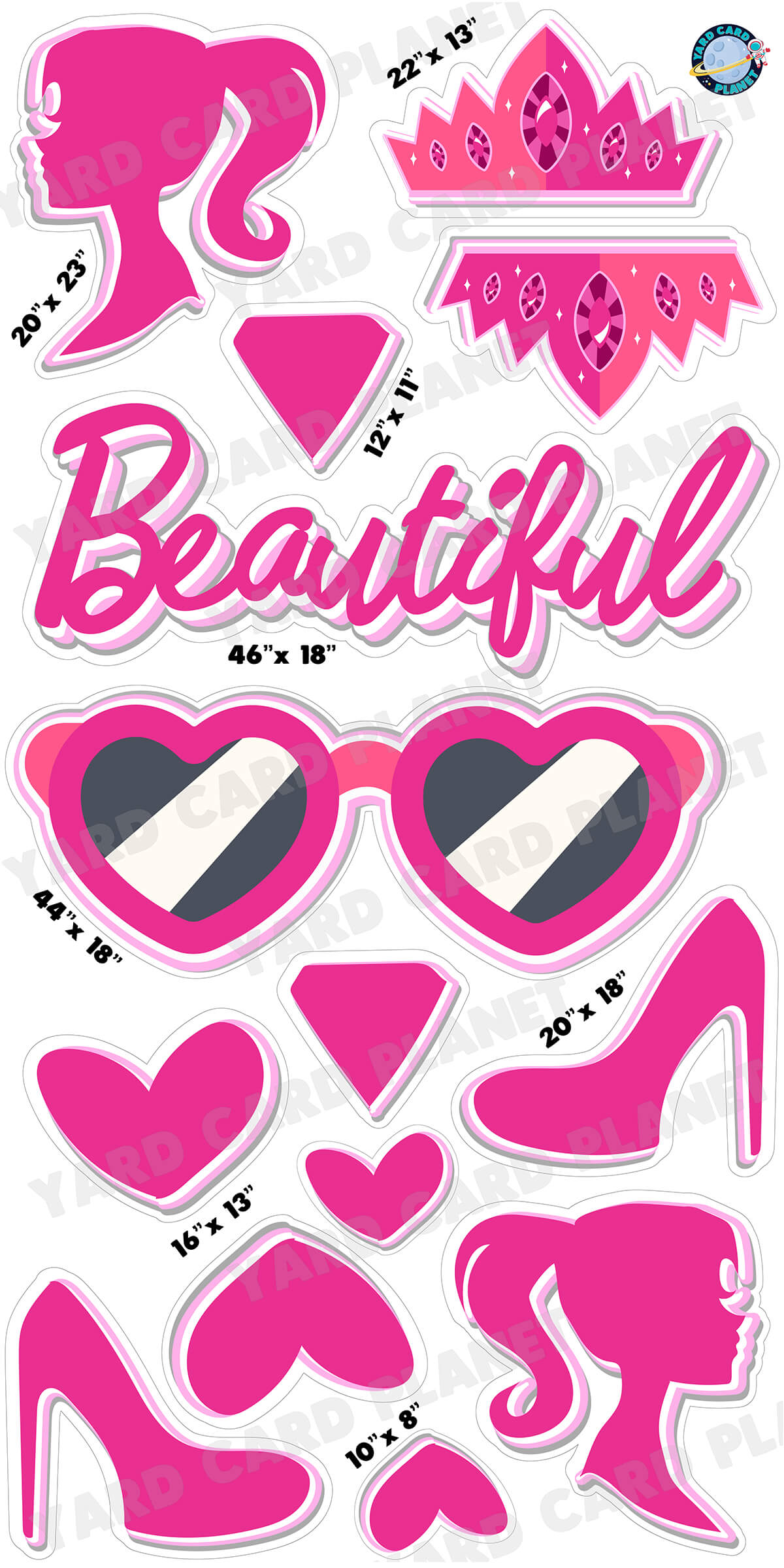 Beautiful Girl Yard Card Flair Set