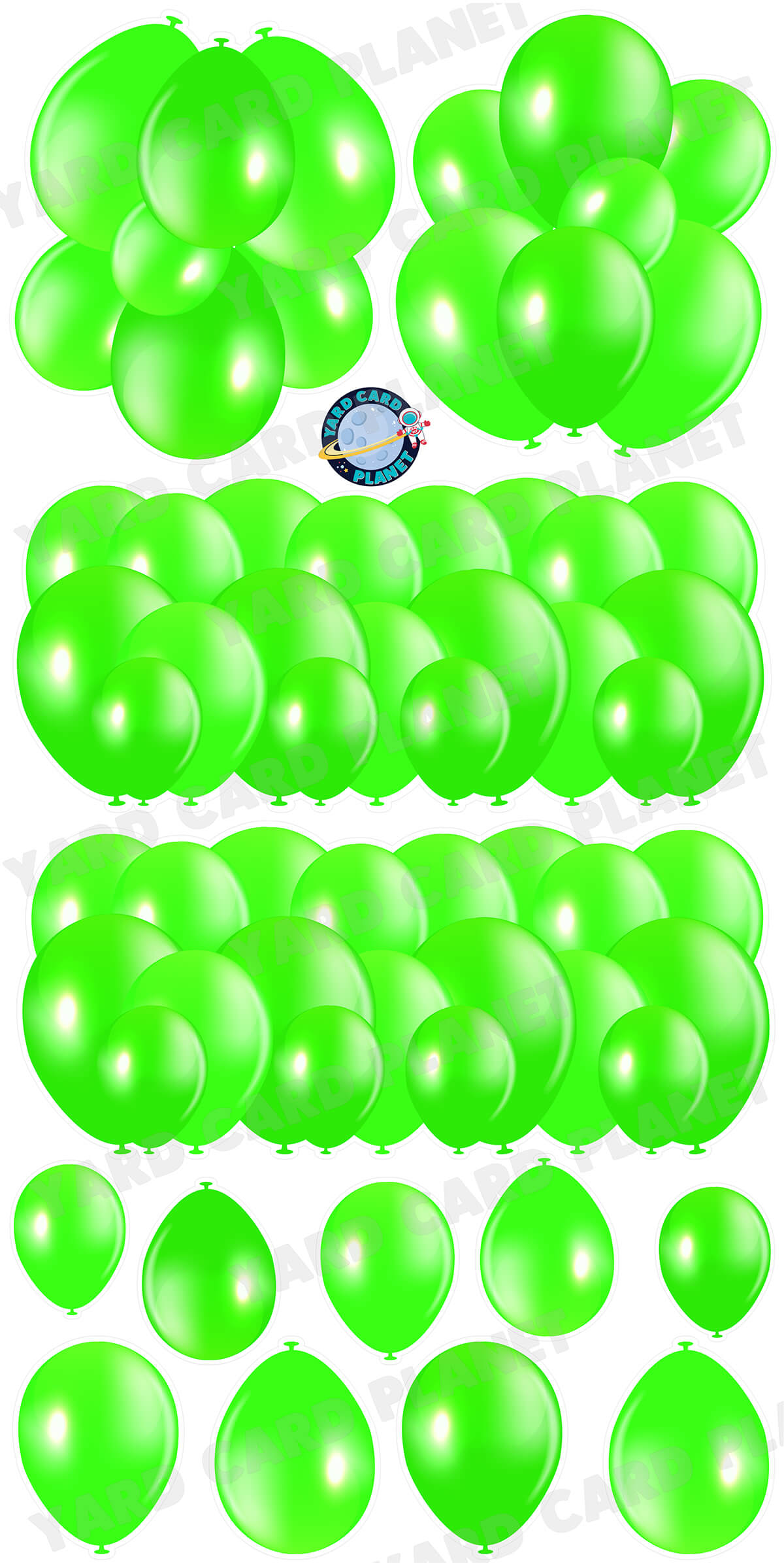 Neon Green Balloon Panels, Bouquets and Singles Yard Card Set