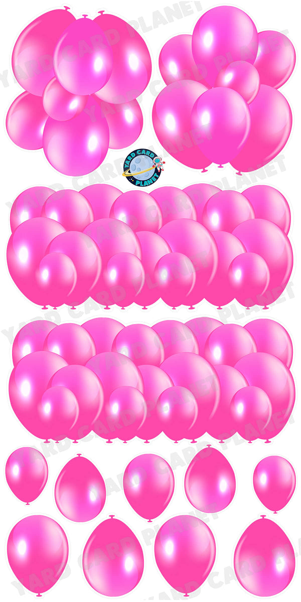 Neon Pink Balloon Panels, Bouquets and Singles Yard Card Set