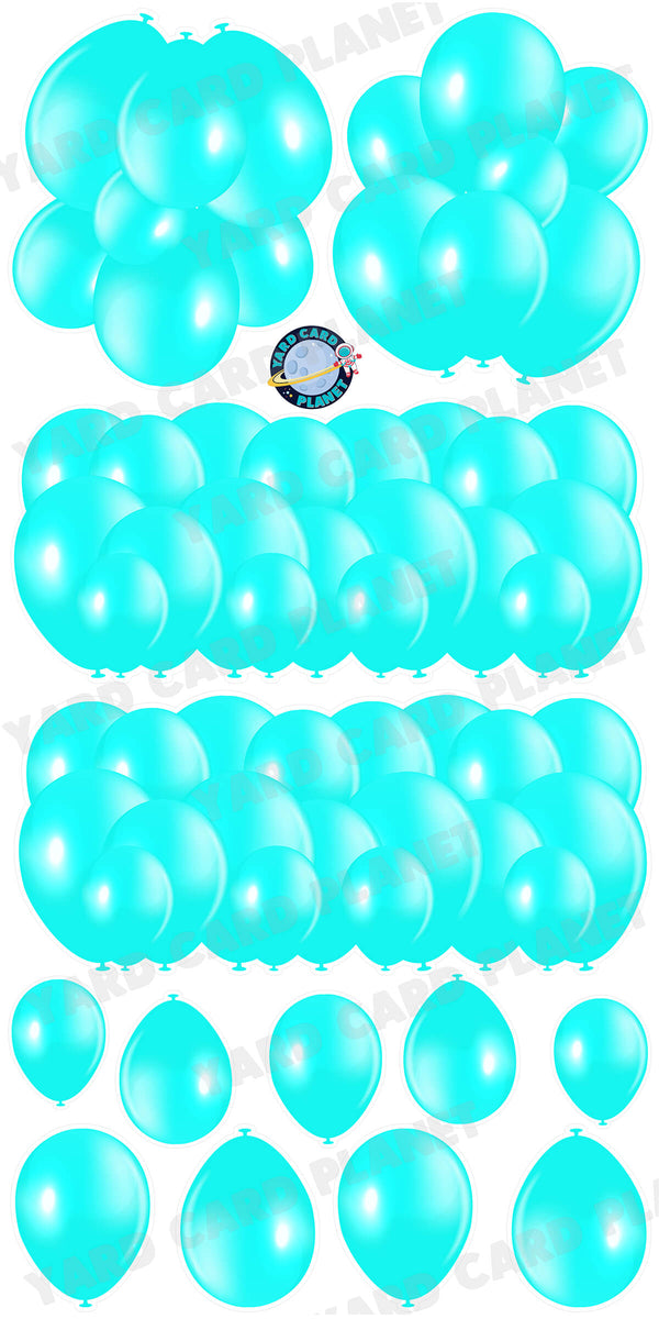 Neon Ice Blue Balloon Panels, Bouquets and Singles Yard Card Set