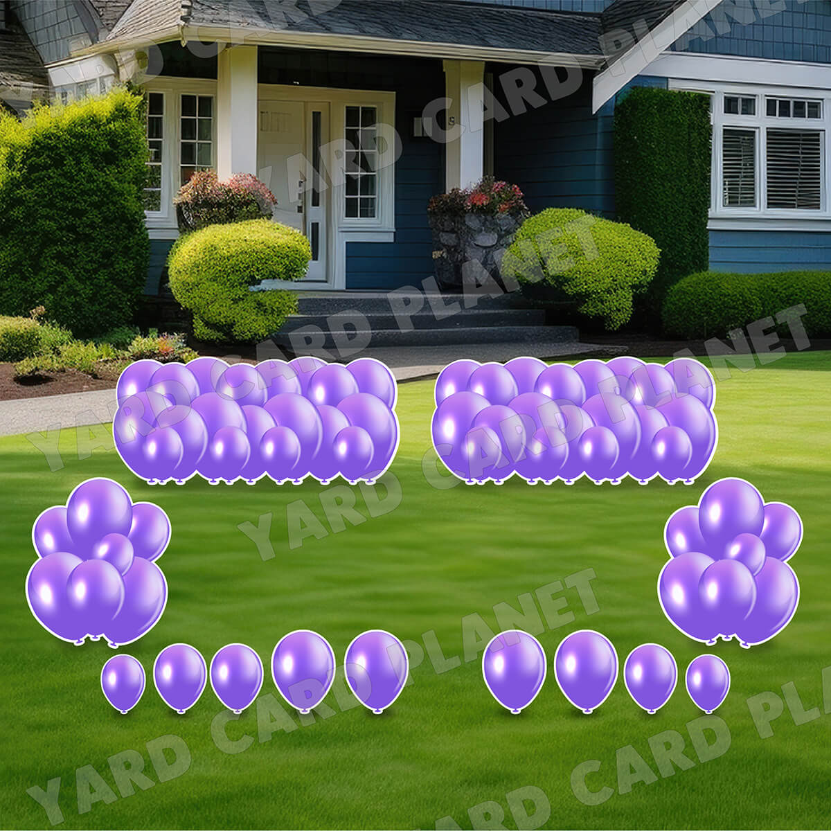 Neon Purple Balloon Panels, Bouquets and Singles Yard Card Set