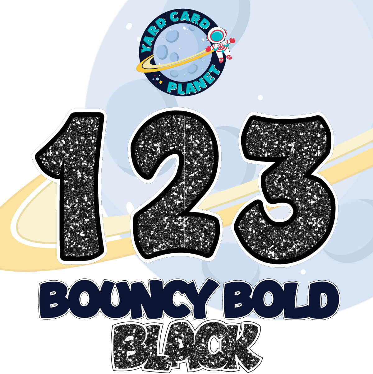 12" Bouncy Bold BB 50 pc. Numbers and Symbols Set in Glitter Pattern