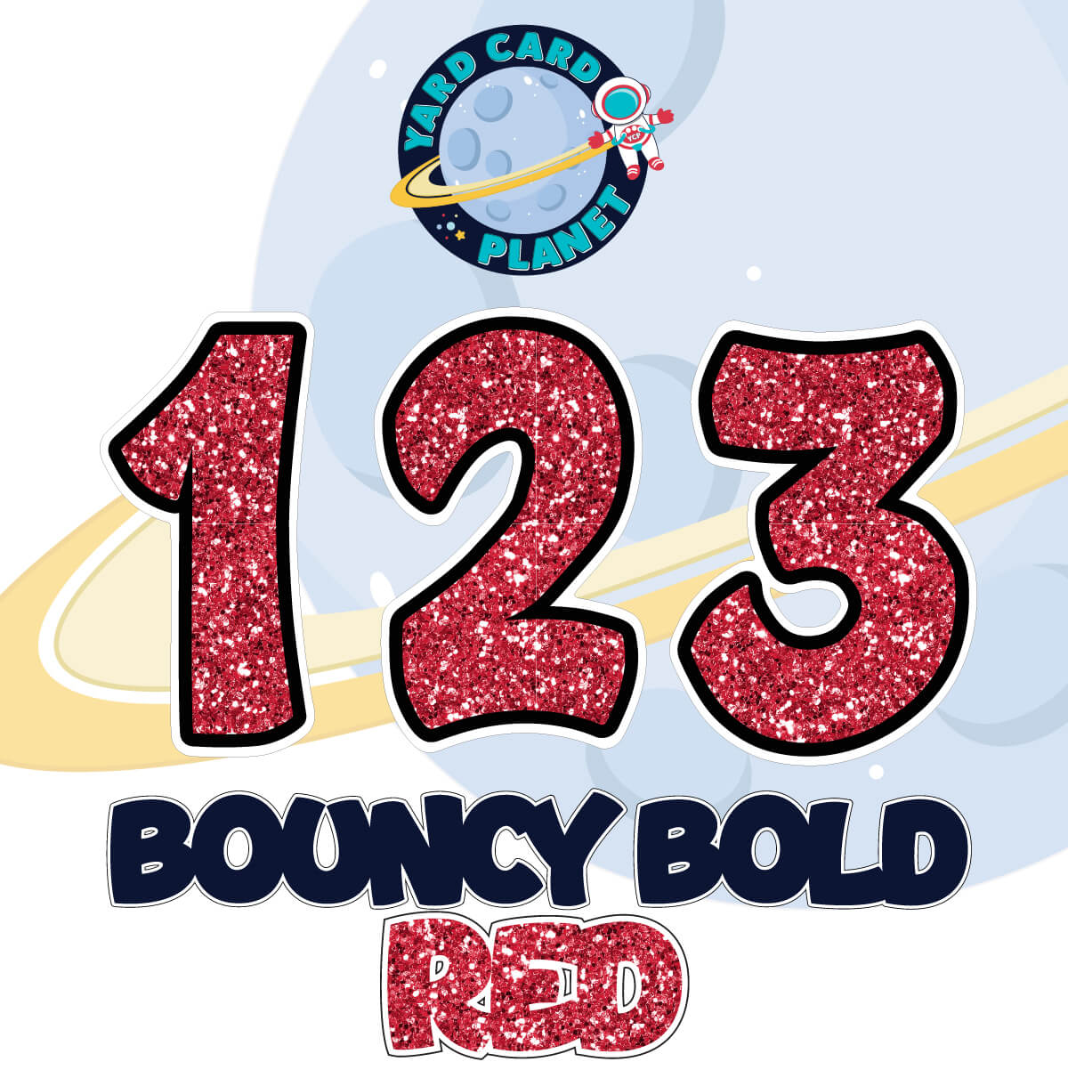 12" Bouncy Bold BB 50 pc. Numbers and Symbols Set in Glitter Pattern