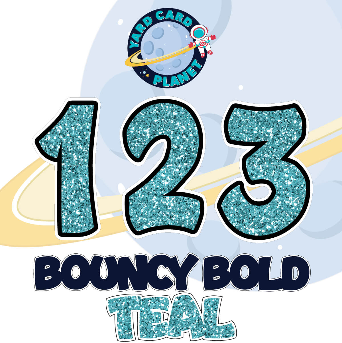 12" Bouncy Bold BB 50 pc. Numbers and Symbols Set in Glitter Pattern