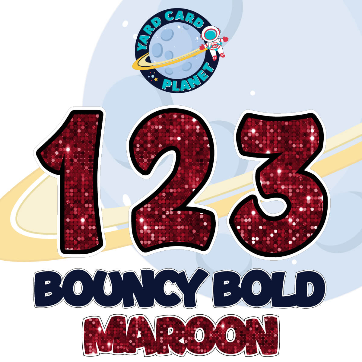 12" Bouncy Bold BB 50 pc. Numbers and Symbols Set in Sequin Pattern