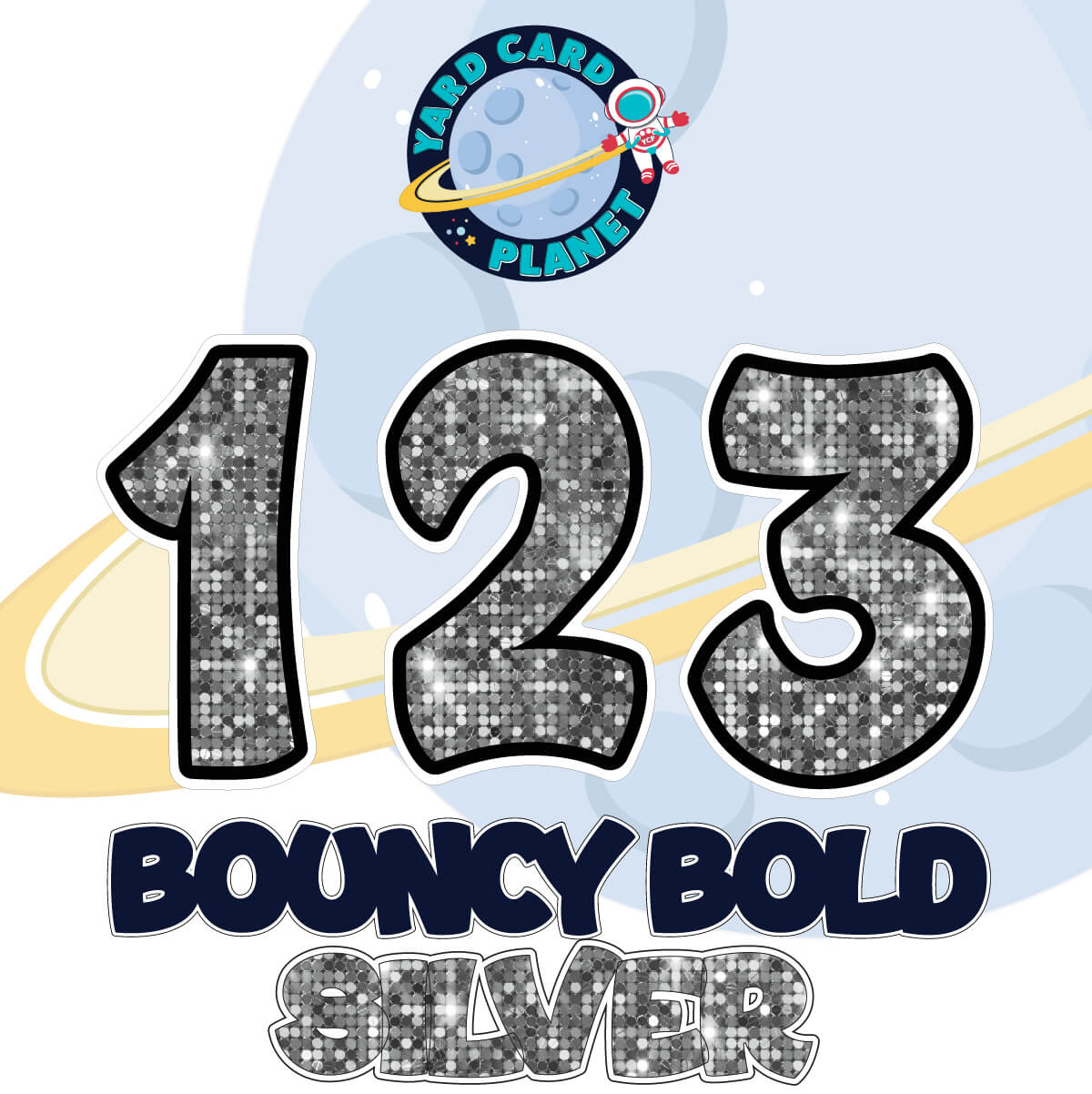 12" Bouncy Bold BB 50 pc. Numbers and Symbols Set in Sequin Pattern