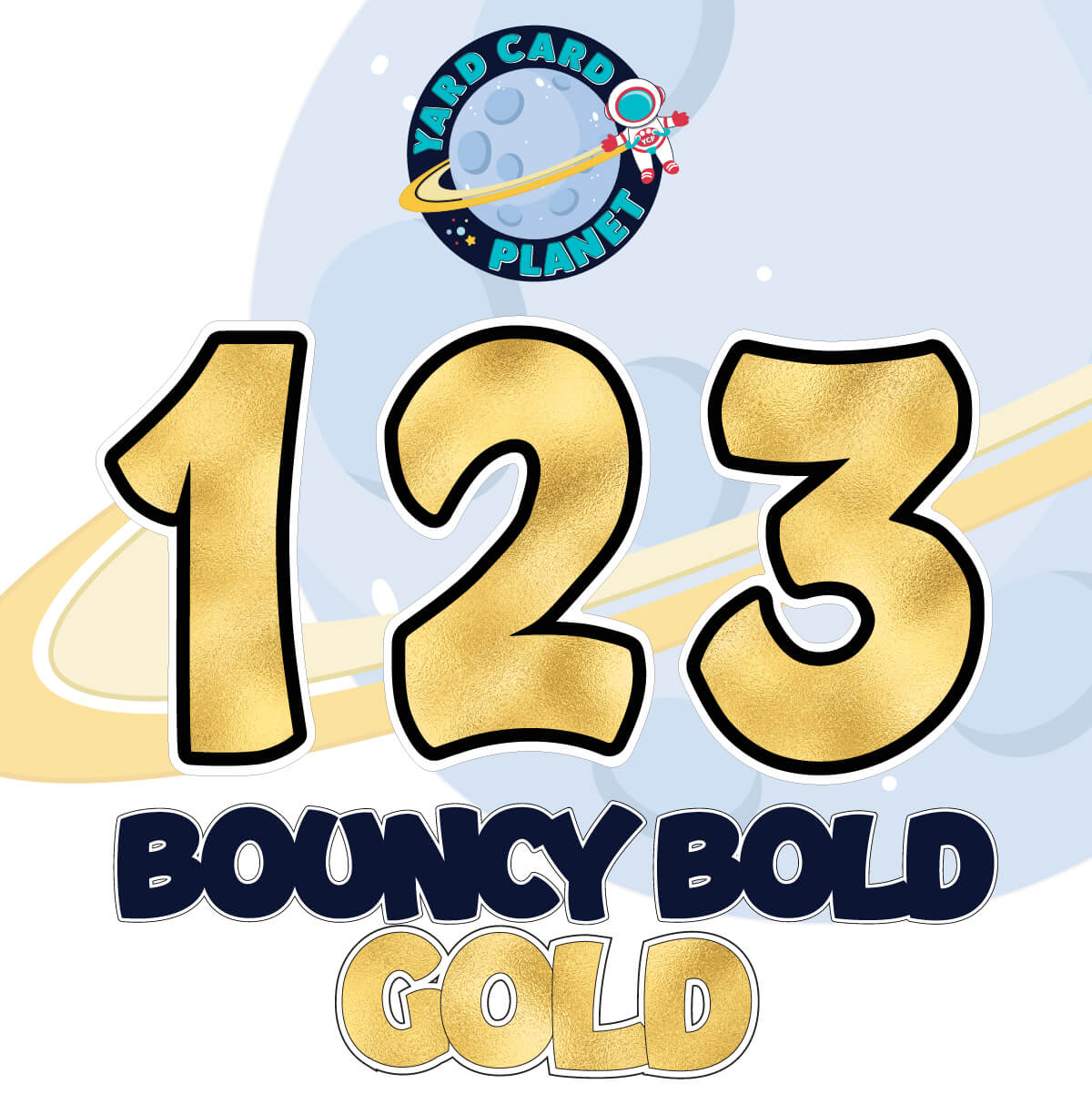 12" Bouncy Bold BB 50 pc. Numbers and Symbols Set in Metallic Foil Pattern