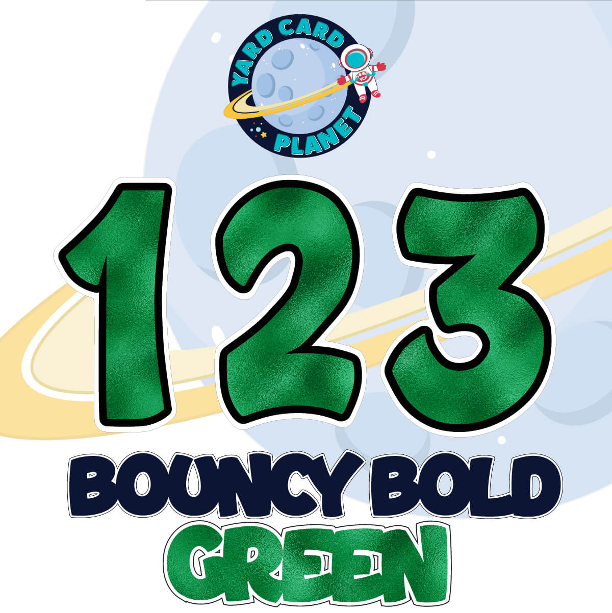 12" Bouncy Bold BB 50 pc. Numbers and Symbols Set in Metallic Foil Pattern