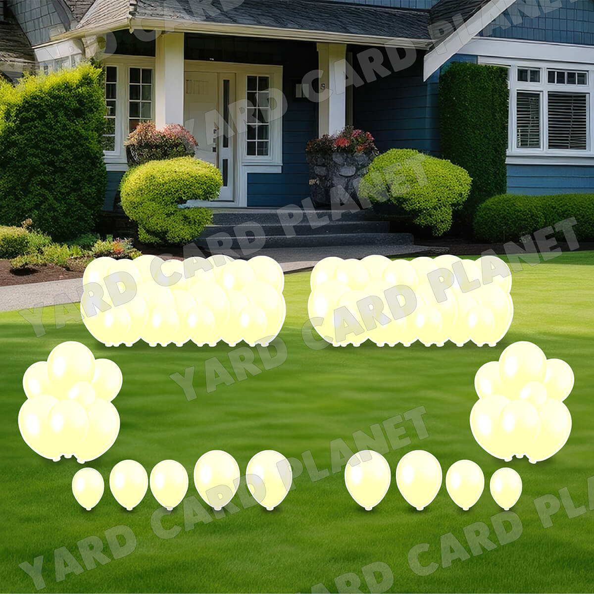 Pastel Yellow Balloon Panels, Bouquets and Singles Yard Card Set