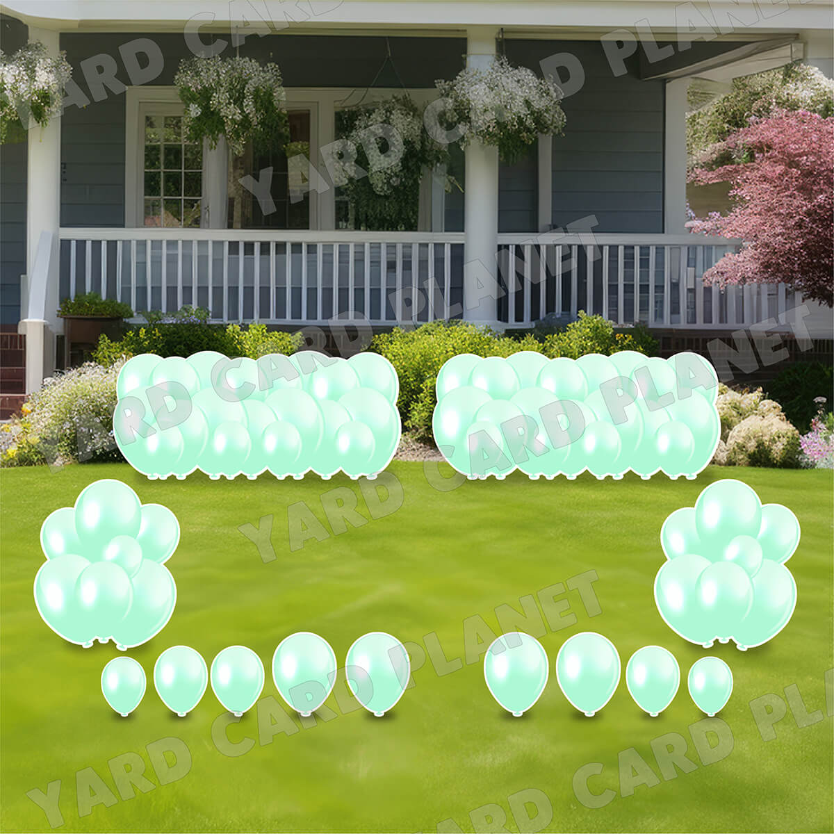 Pastel Mint Green Balloon Panels, Bouquets and Singles Yard Card Set