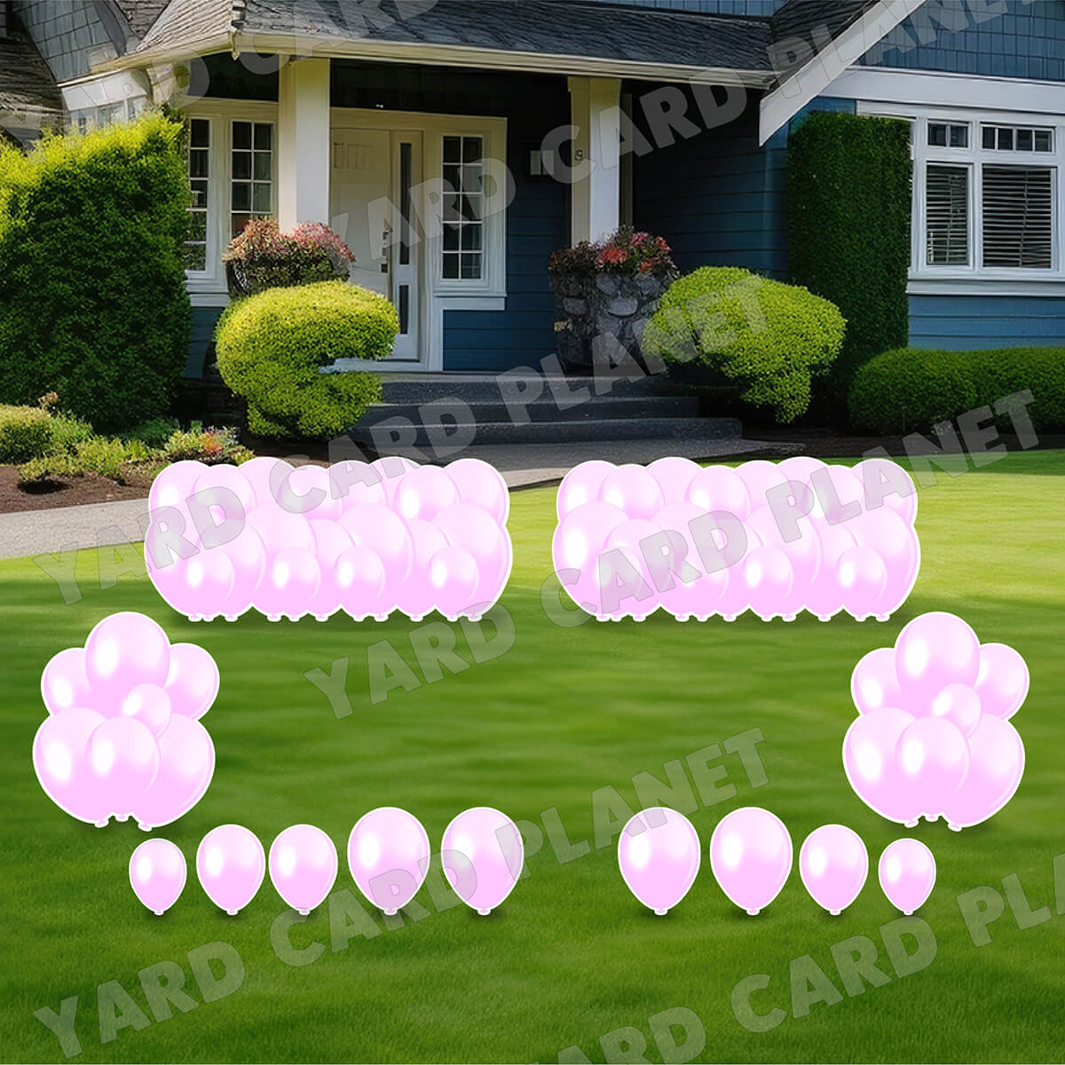 Pastel Pink Balloon Panels, Bouquets and Singles Yard Card Set