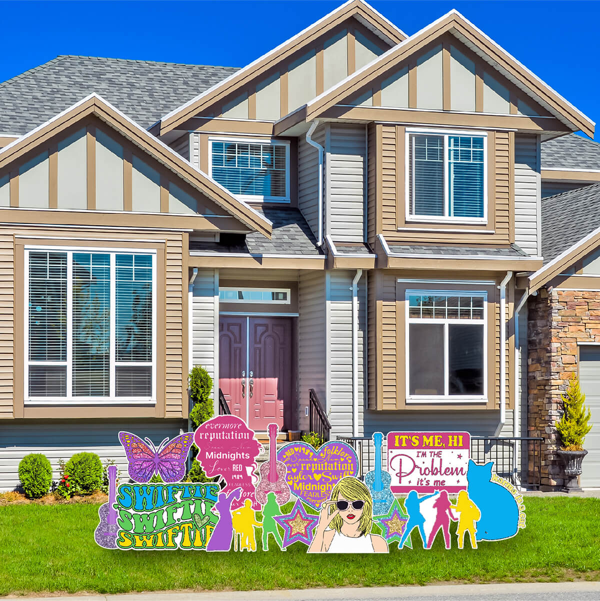 Glitter Pop Music Inspired Yard Card Flair Set