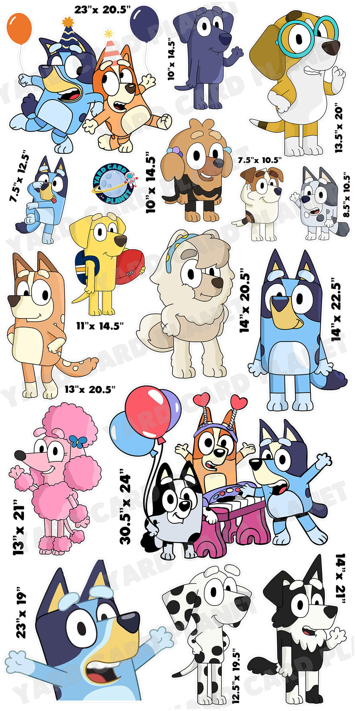 Playful Blue Pup Party Yard Card Flair Set