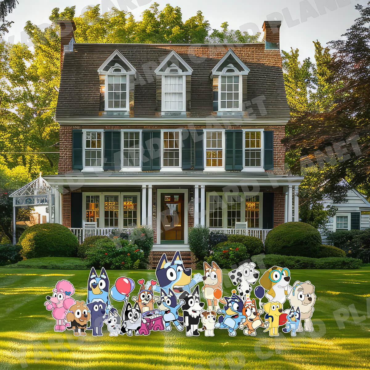 Playful Blue Pup Party Yard Card Flair Set