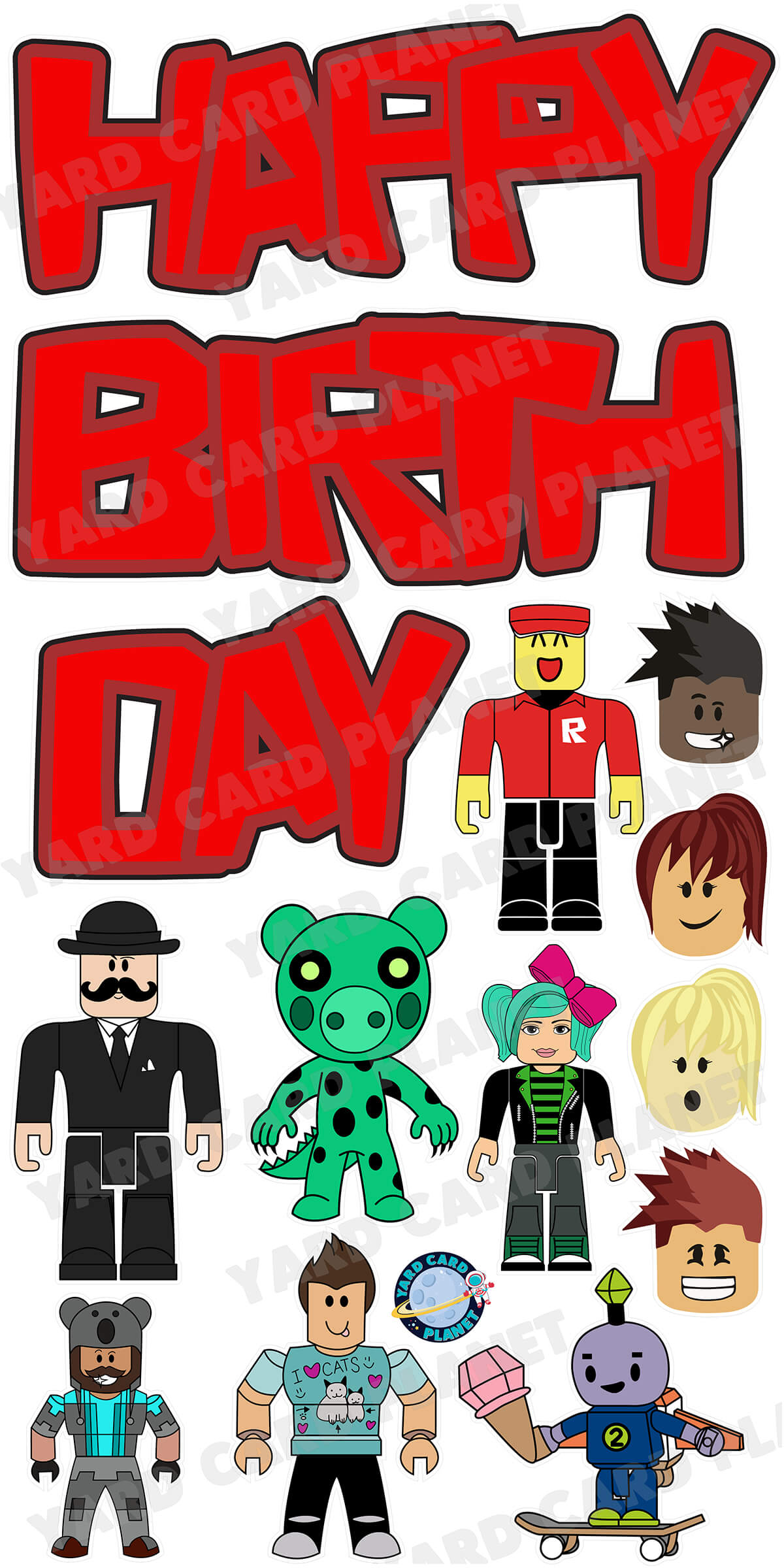 Blox Characters Happy Birthday Yard Card EZ Quick Set and Yard Card Flair Set