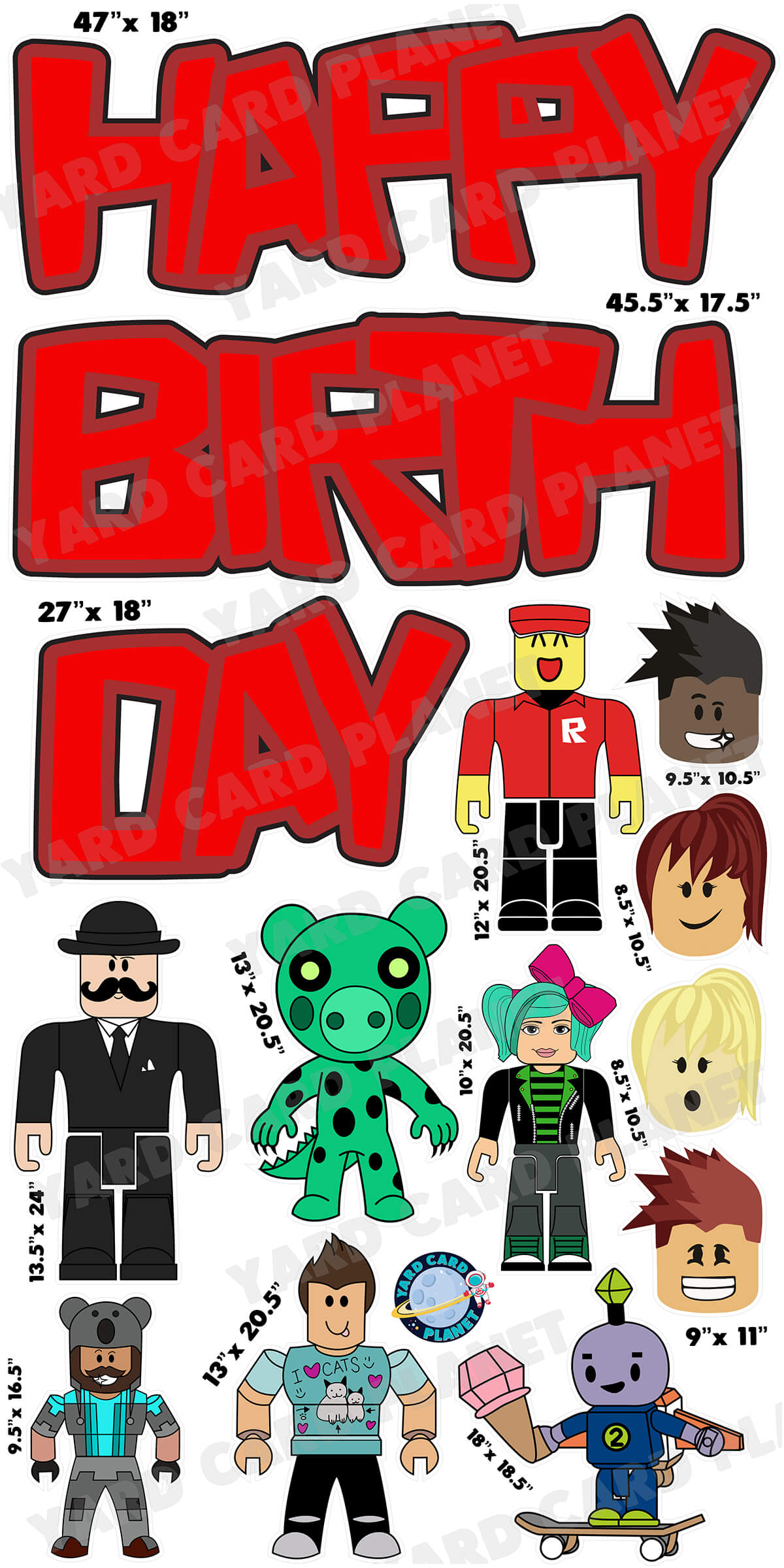 Blox Characters Happy Birthday Yard Card EZ Quick Set and Yard Card Flair Set