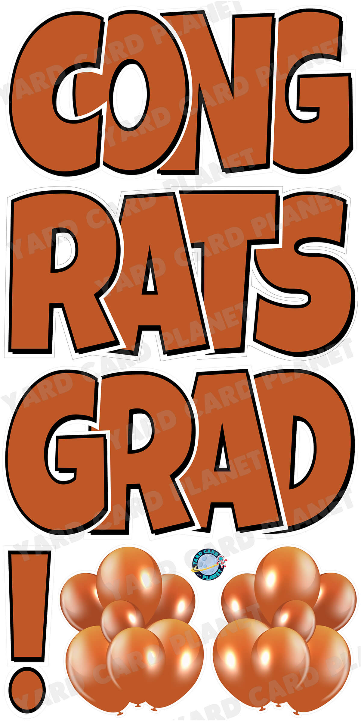 Large 23.5" Congrats Grad! Yard Card EZ Quick Sets in Luckiest Guy Font in Solid Colors - (Available in Multiple Colors)
