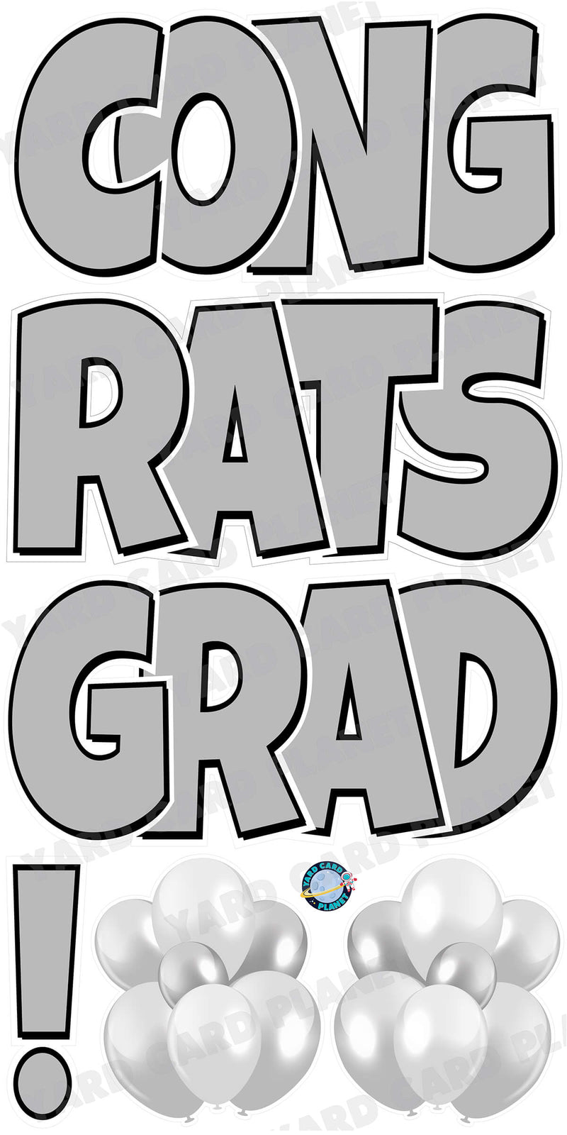 Large 23.5" Congrats Grad! Yard Card EZ Quick Sets in Luckiest Guy Font in Solid Colors - (Available in Multiple Colors)