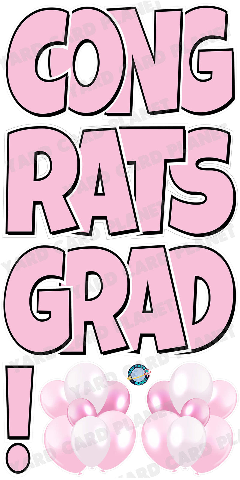 Large 23.5" Congrats Grad! Yard Card EZ Quick Sets in Luckiest Guy Font in Solid Colors - (Available in Multiple Colors)