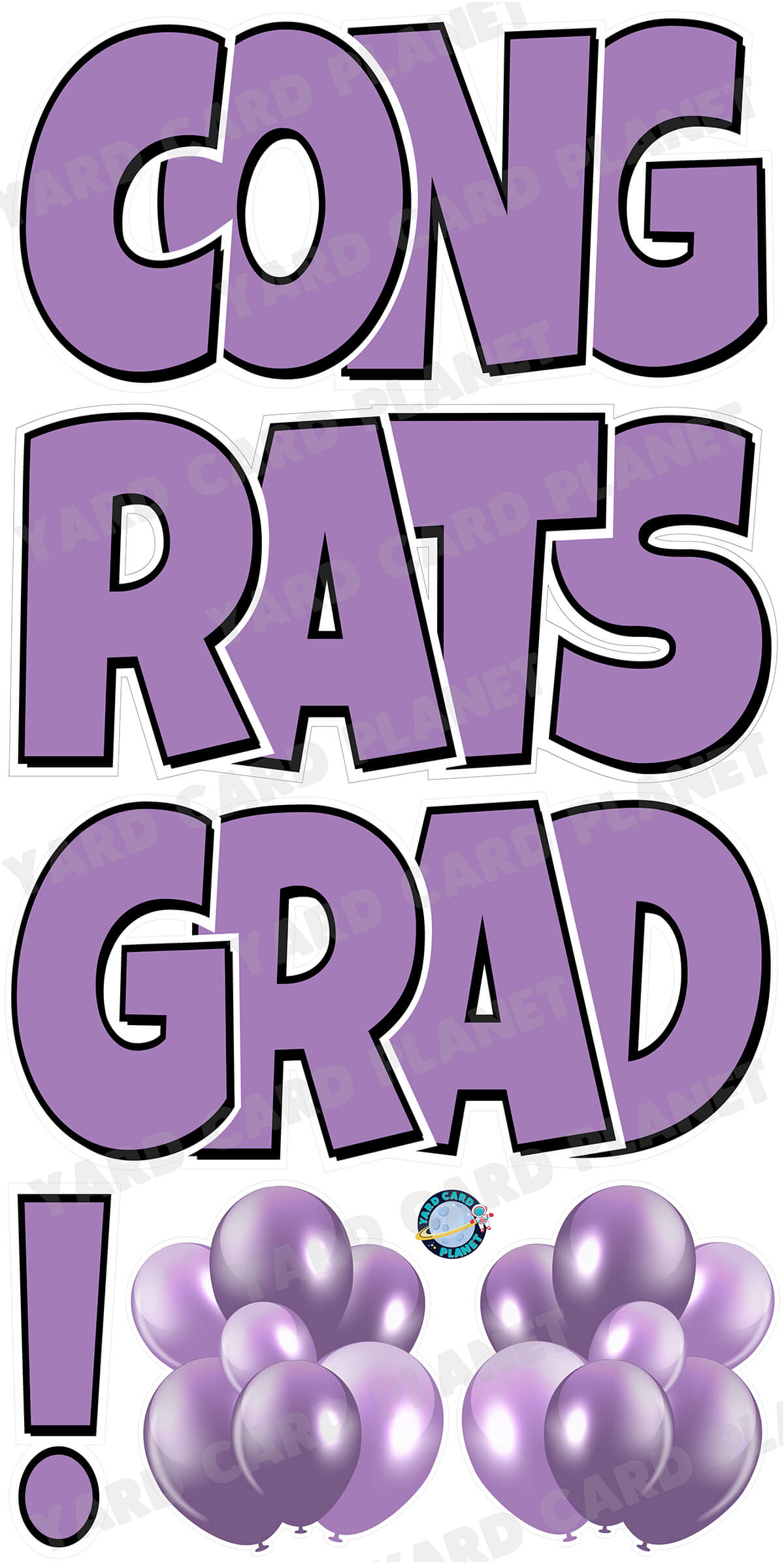 Large 23.5" Congrats Grad! Yard Card EZ Quick Sets in Luckiest Guy Font in Solid Colors - (Available in Multiple Colors)