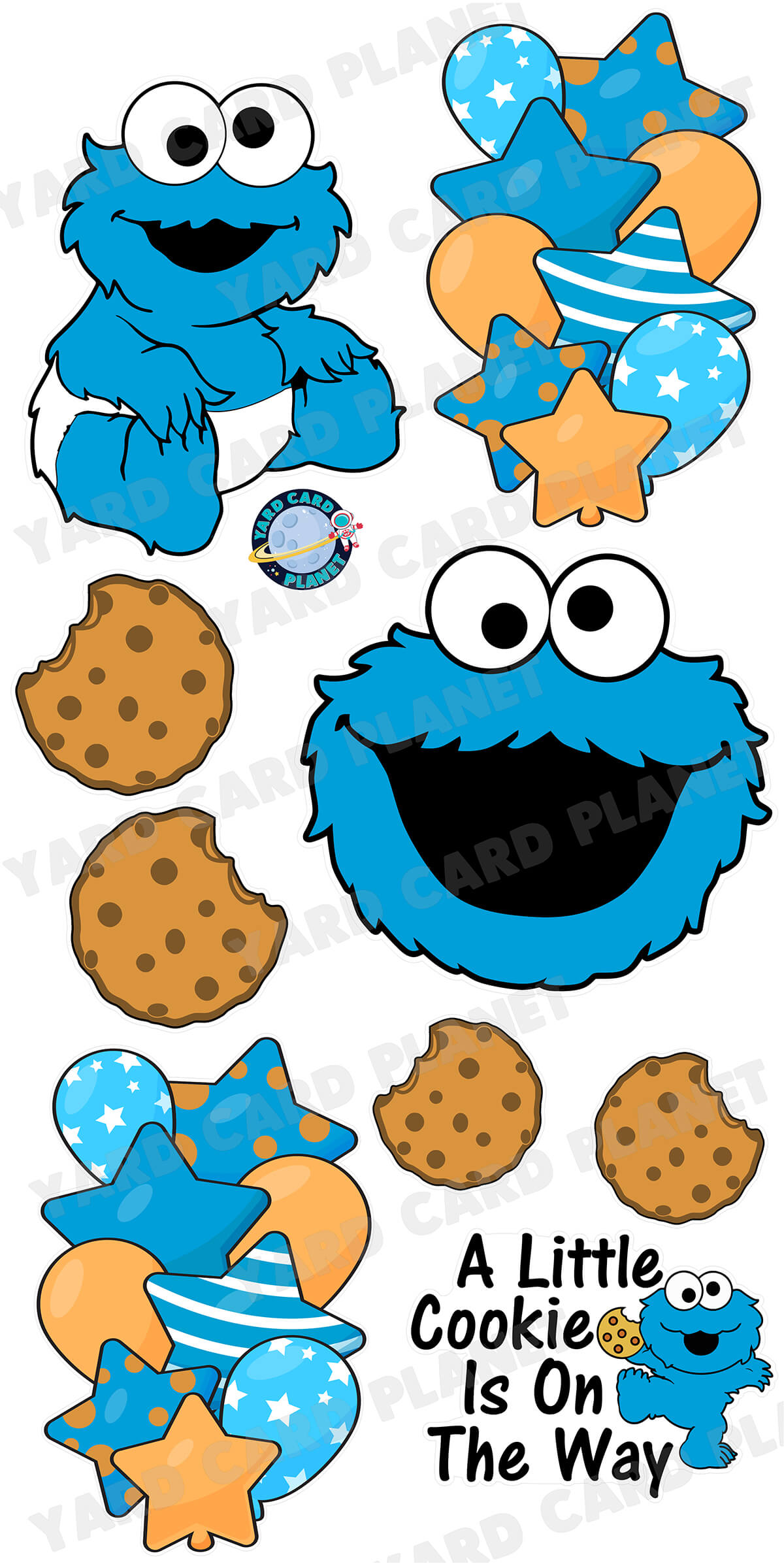 Cookie Loving Baby Monster Yard Card Flair Set