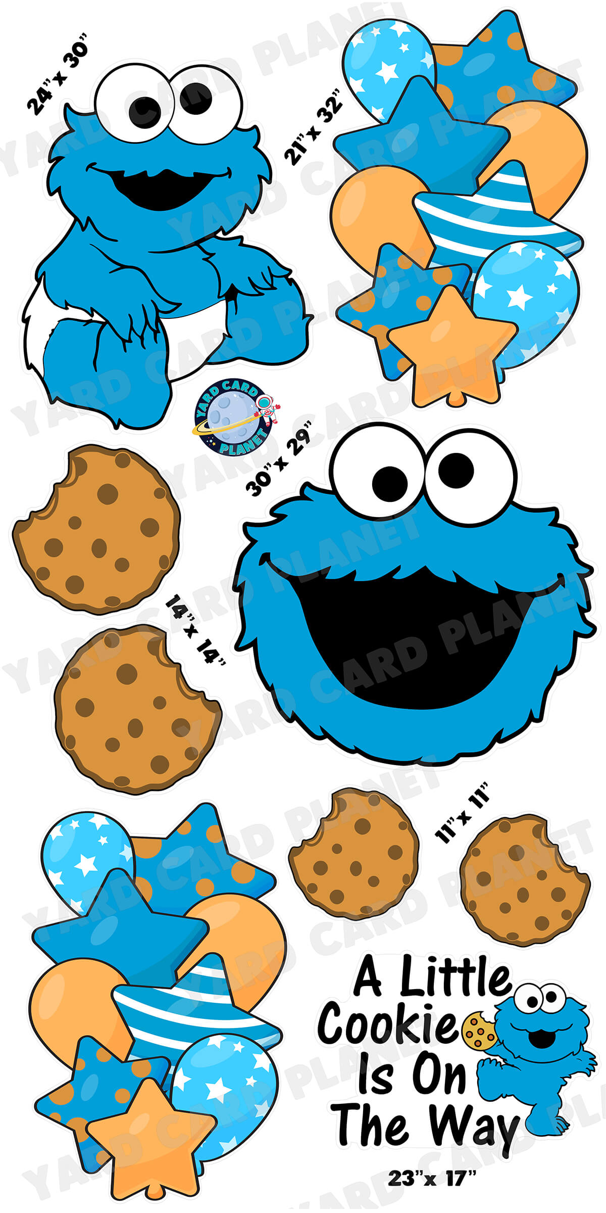 Cookie Loving Baby Monster Yard Card Flair Set