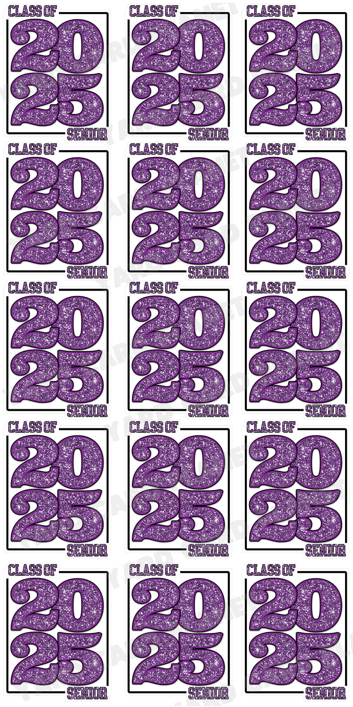 Class of 2025 Senior Yard Card Sign Keepsakes in Glitter Pattern - (Available in Multiple Colors)
