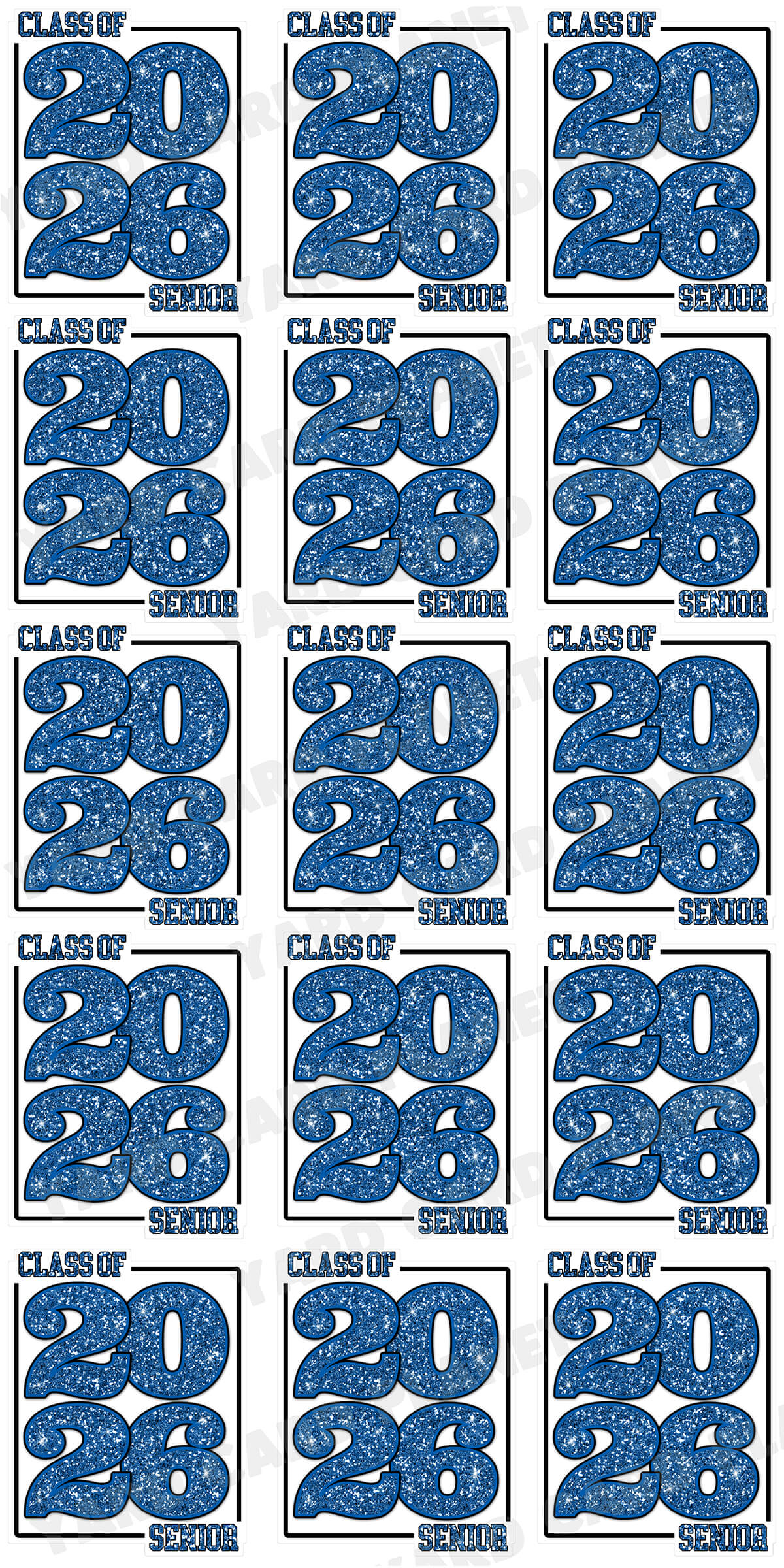 Class of 2026 Senior Yard Card Sign Keepsakes in Glitter Pattern - (Available in Multiple Colors)