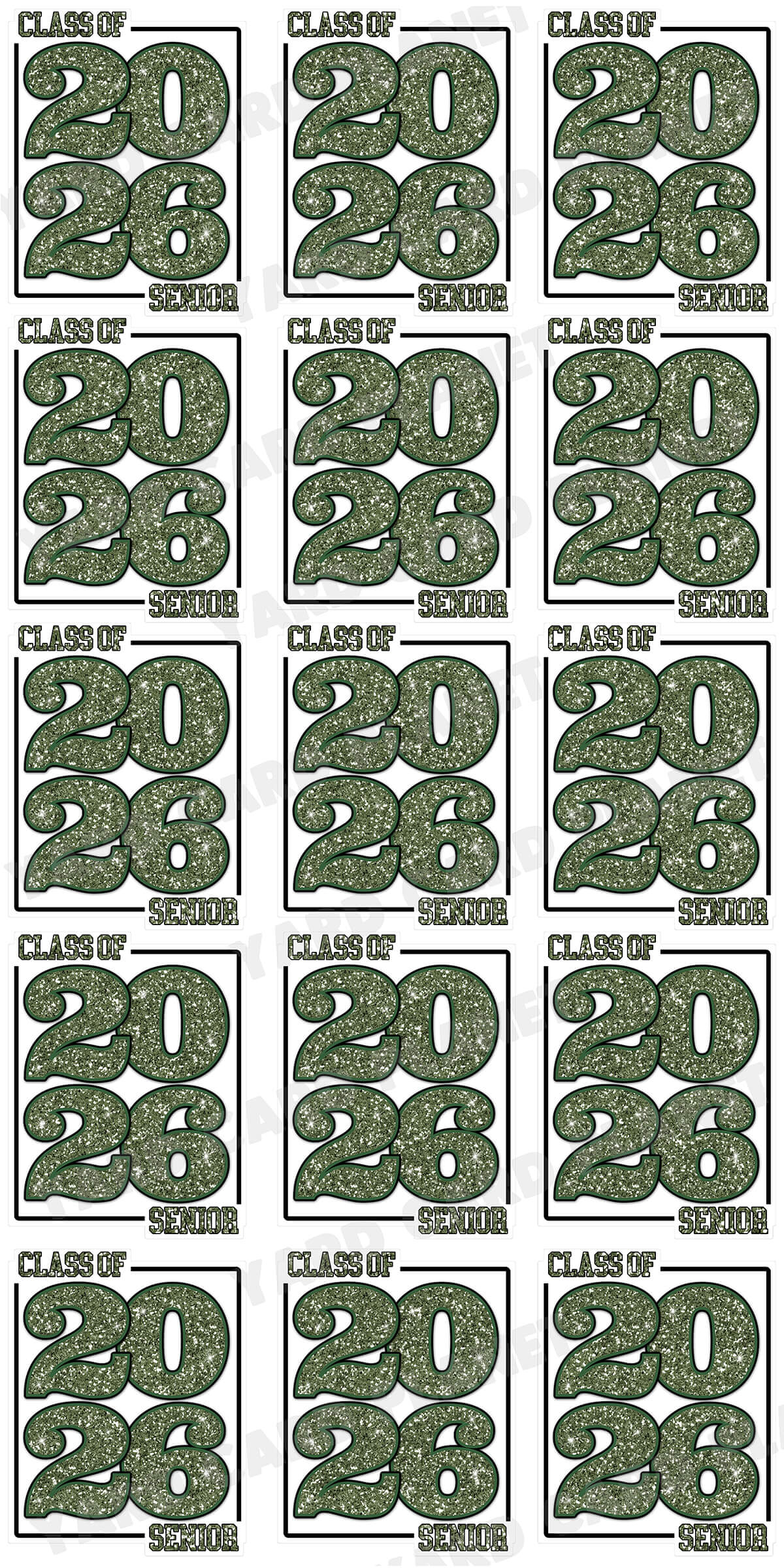 Class of 2026 Senior Yard Card Sign Keepsakes in Glitter Pattern - (Available in Multiple Colors)