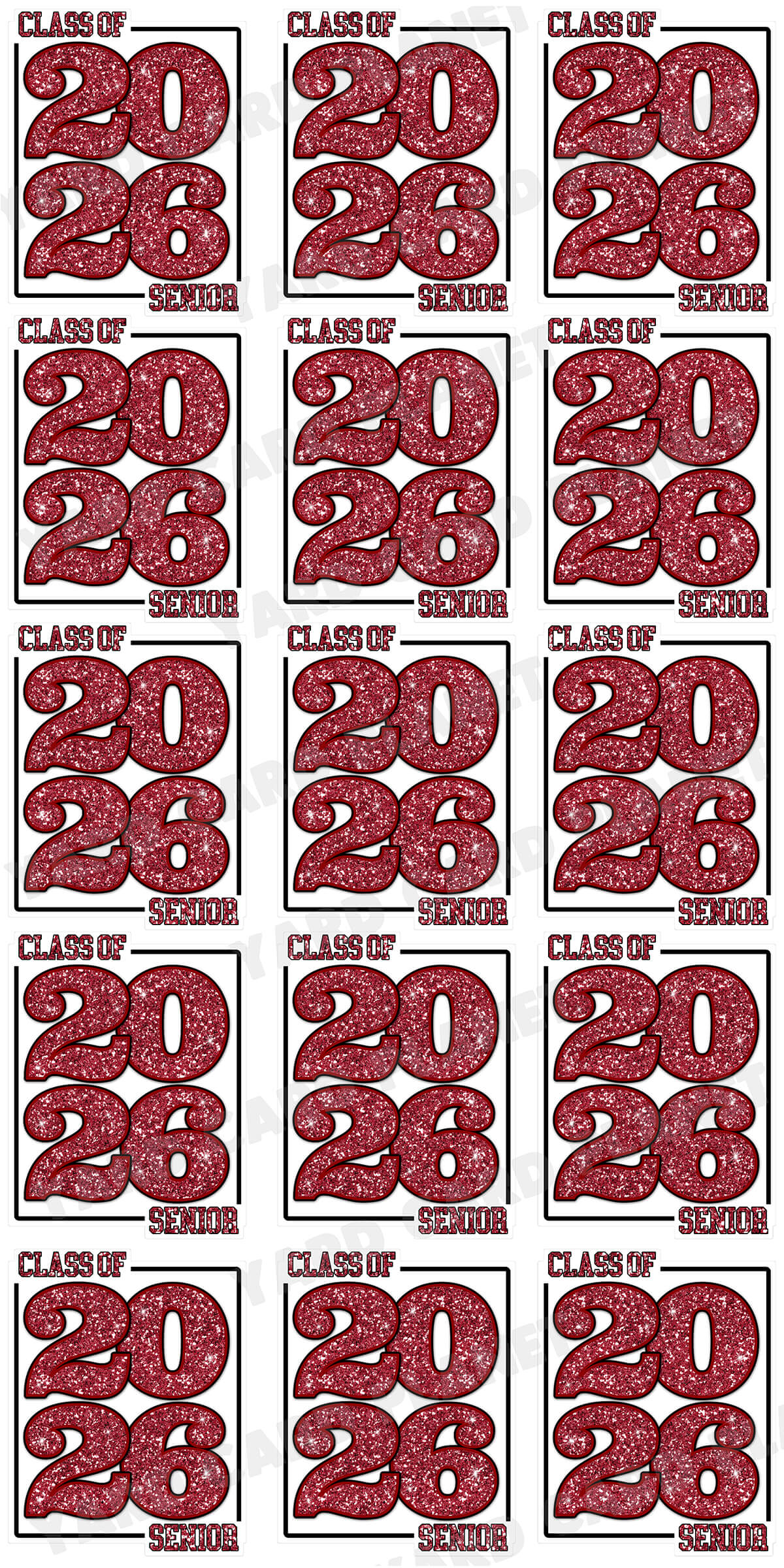 Class of 2026 Senior Yard Card Sign Keepsakes in Glitter Pattern - (Available in Multiple Colors)