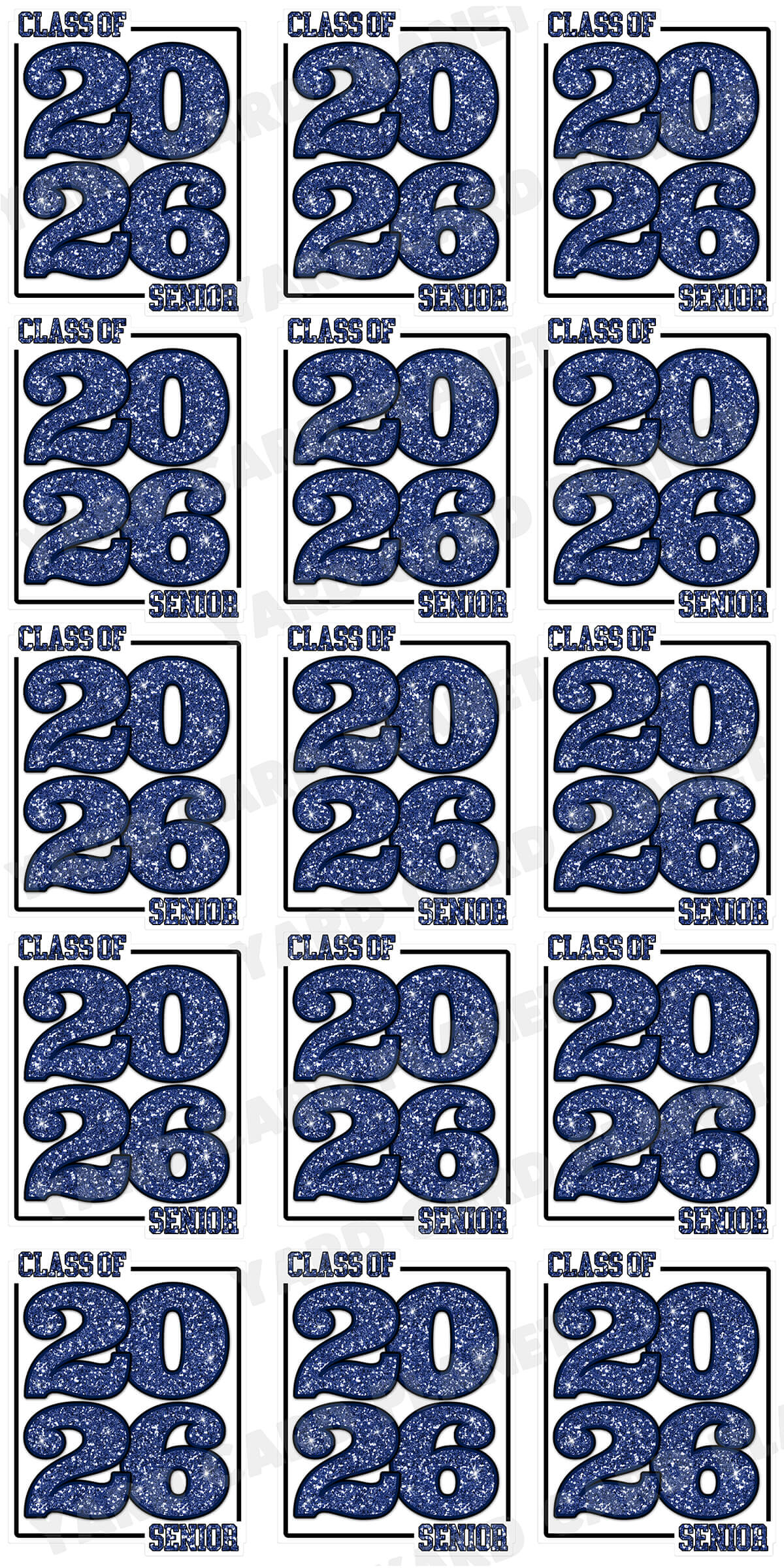 Class of 2026 Senior Yard Card Sign Keepsakes in Glitter Pattern - (Available in Multiple Colors)