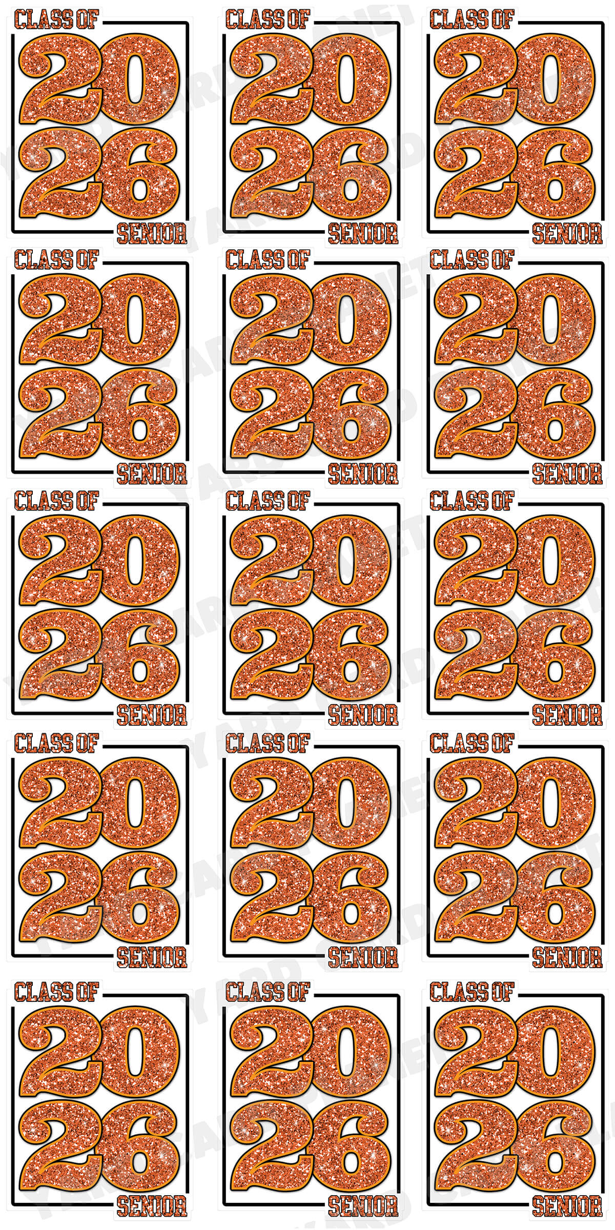 Class of 2026 Senior Yard Card Sign Keepsakes in Glitter Pattern - (Available in Multiple Colors)