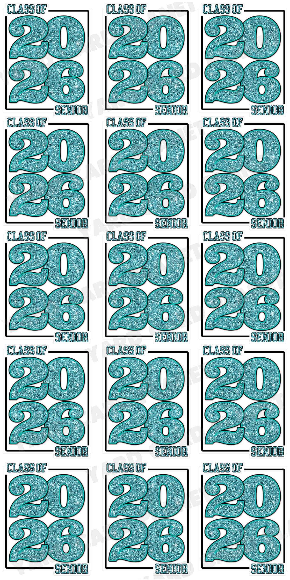 Class of 2026 Senior Yard Card Sign Keepsakes in Glitter Pattern - (Available in Multiple Colors)