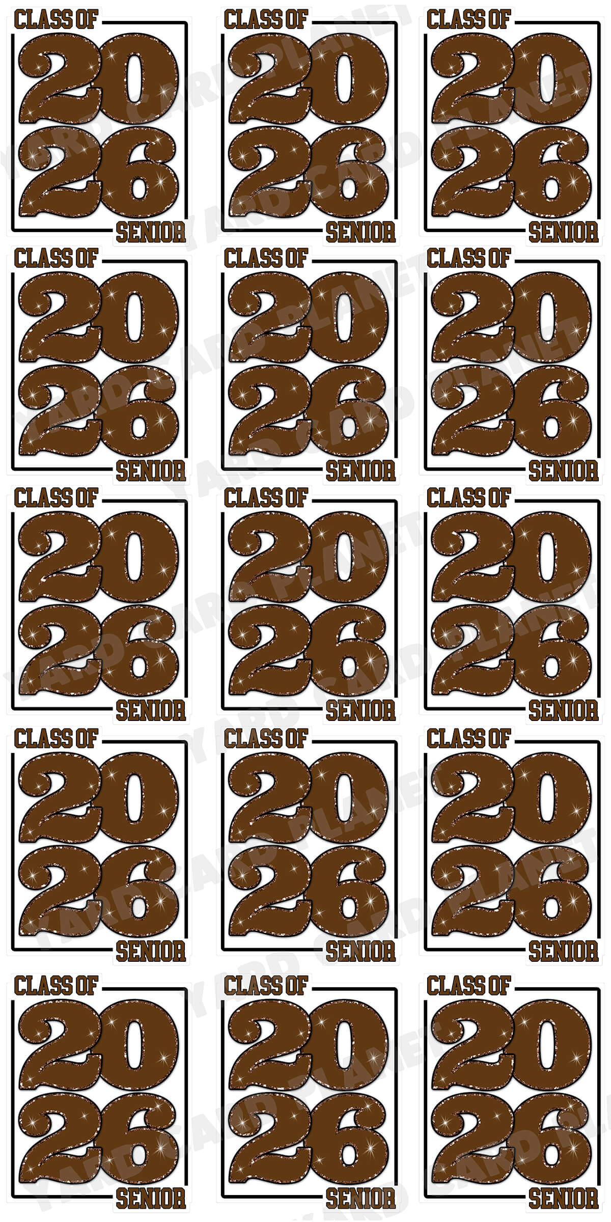 Class of 2026 Senior Yard Card Sign Keepsakes in Solid Colors with Glitter Accent - (Available in Multiple Colors)