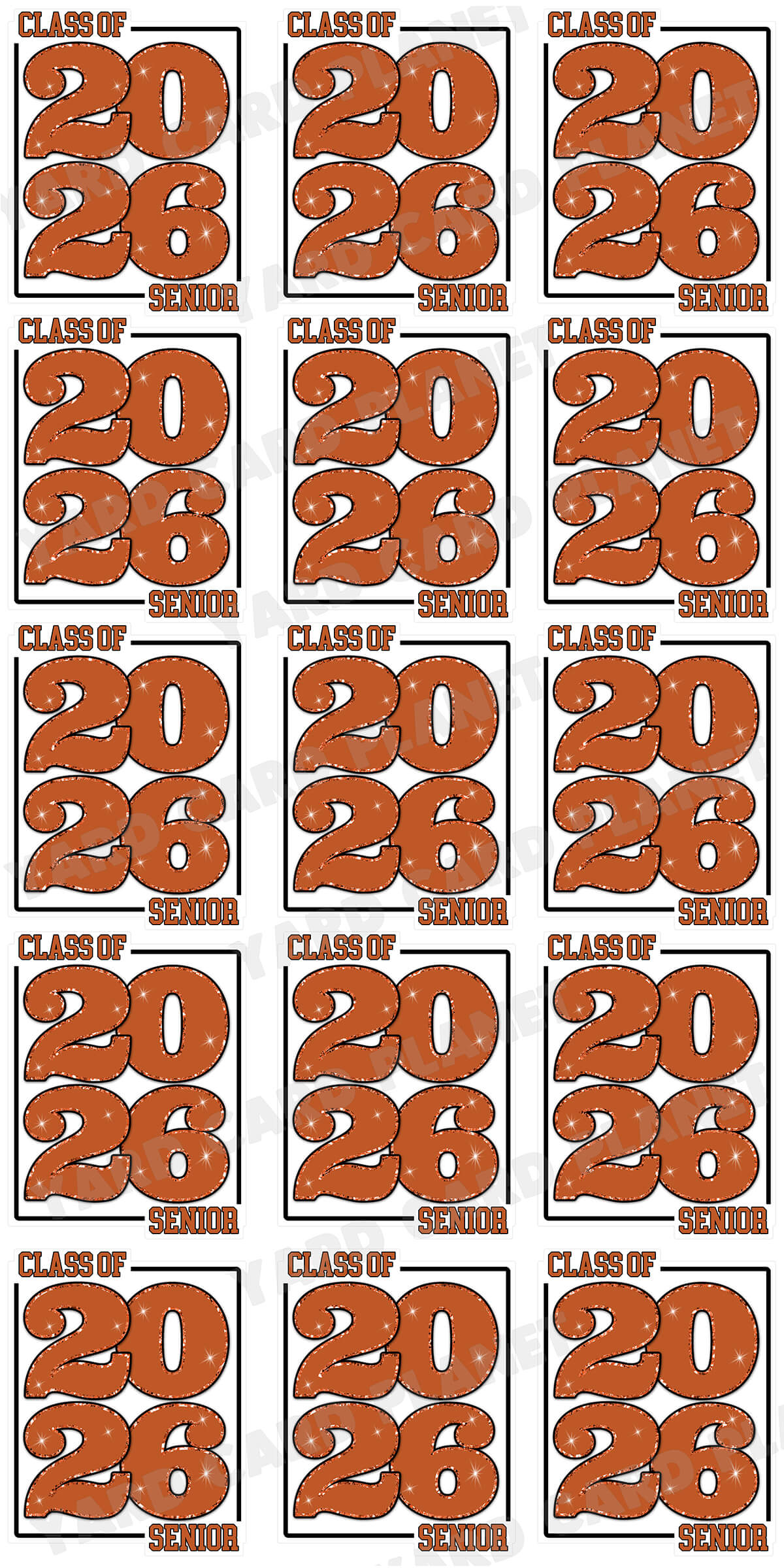 Class of 2026 Senior Yard Card Sign Keepsakes in Solid Colors with Glitter Accent - (Available in Multiple Colors)