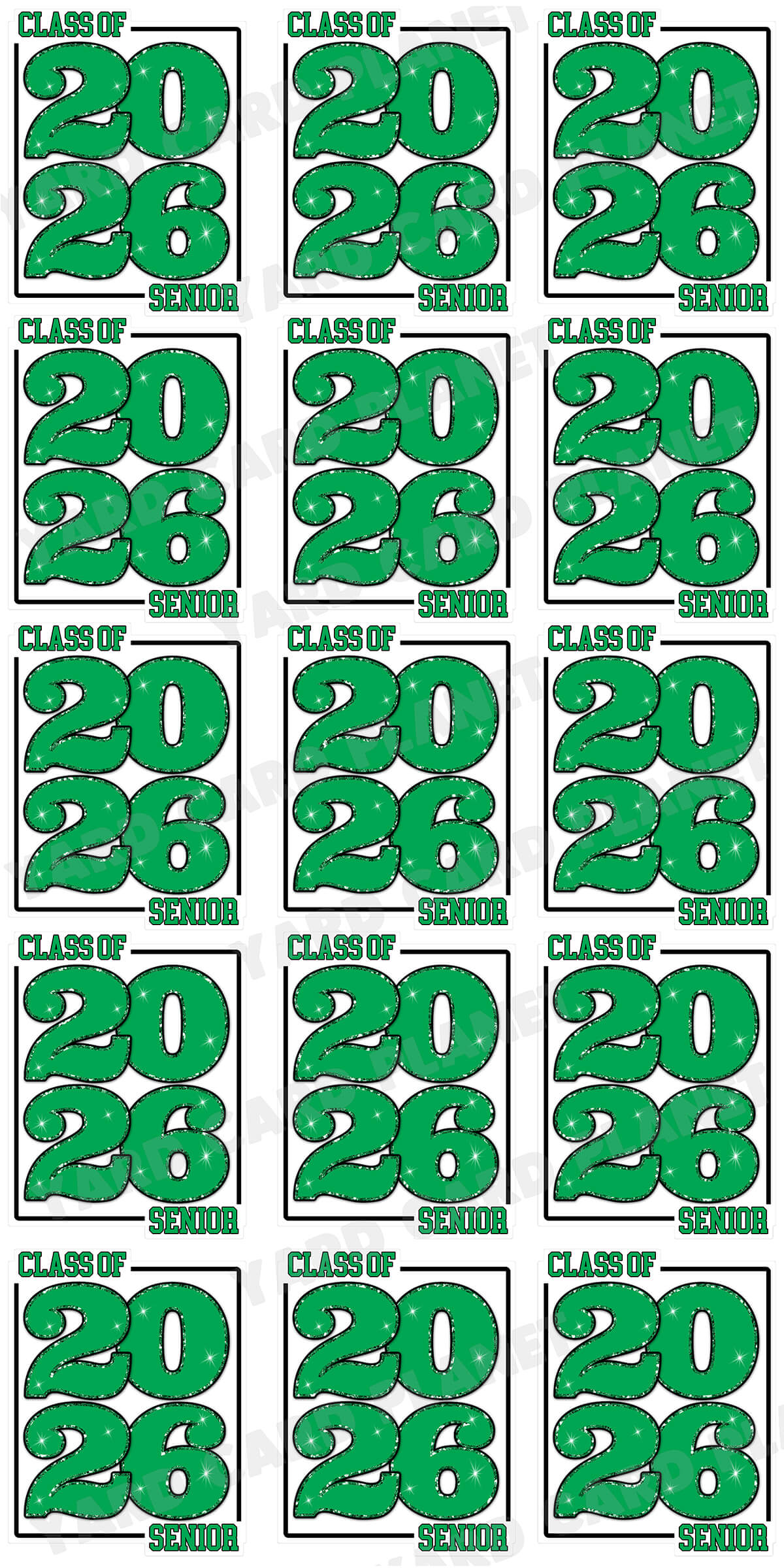 Class of 2026 Senior Yard Card Sign Keepsakes in Solid Colors with Glitter Accent - (Available in Multiple Colors)