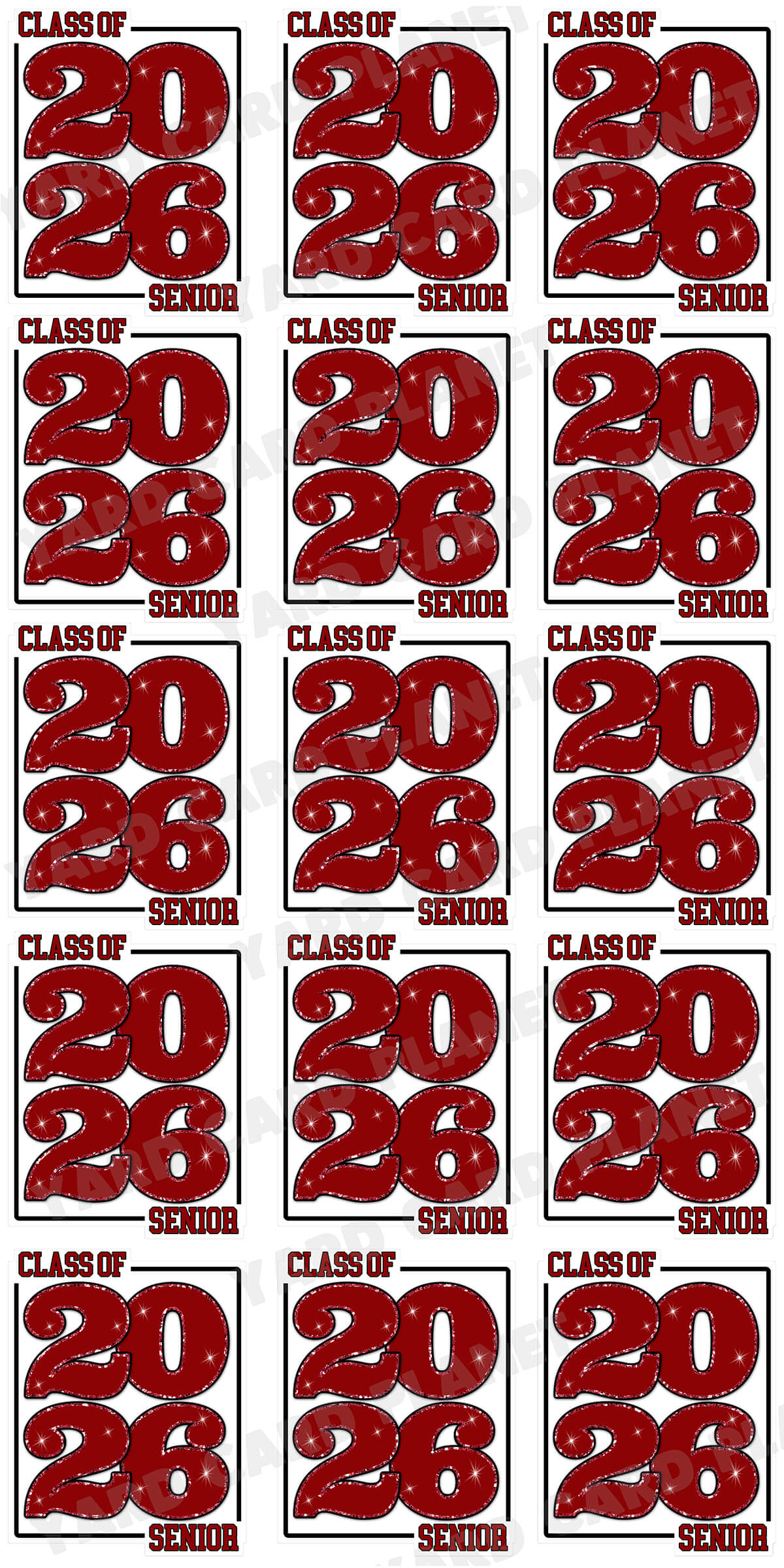Class of 2026 Senior Yard Card Sign Keepsakes in Solid Colors with Glitter Accent - (Available in Multiple Colors)