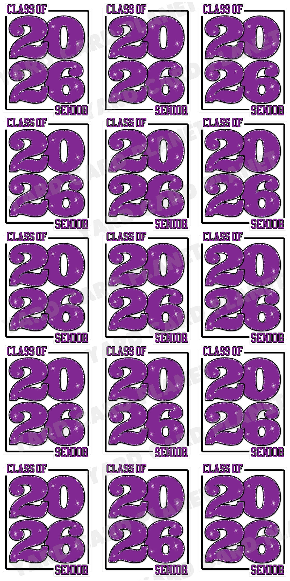 Class of 2026 Senior Yard Card Sign Keepsakes in Solid Colors with Glitter Accent - (Available in Multiple Colors)