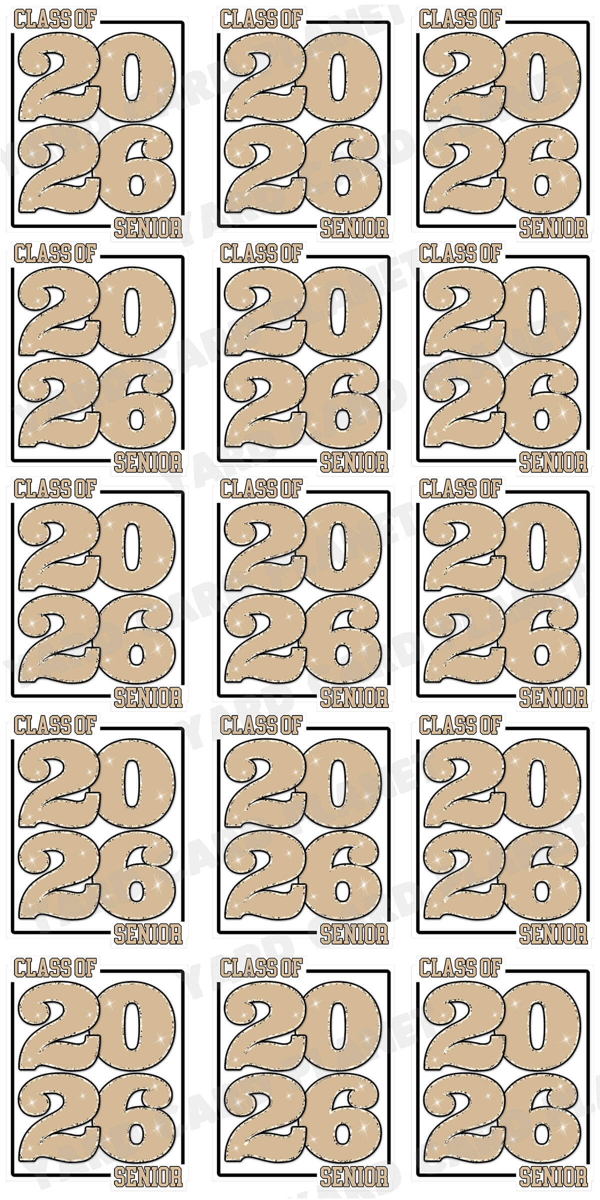 Class of 2026 Senior Yard Card Sign Keepsakes in Solid Colors with Glitter Accent - (Available in Multiple Colors)
