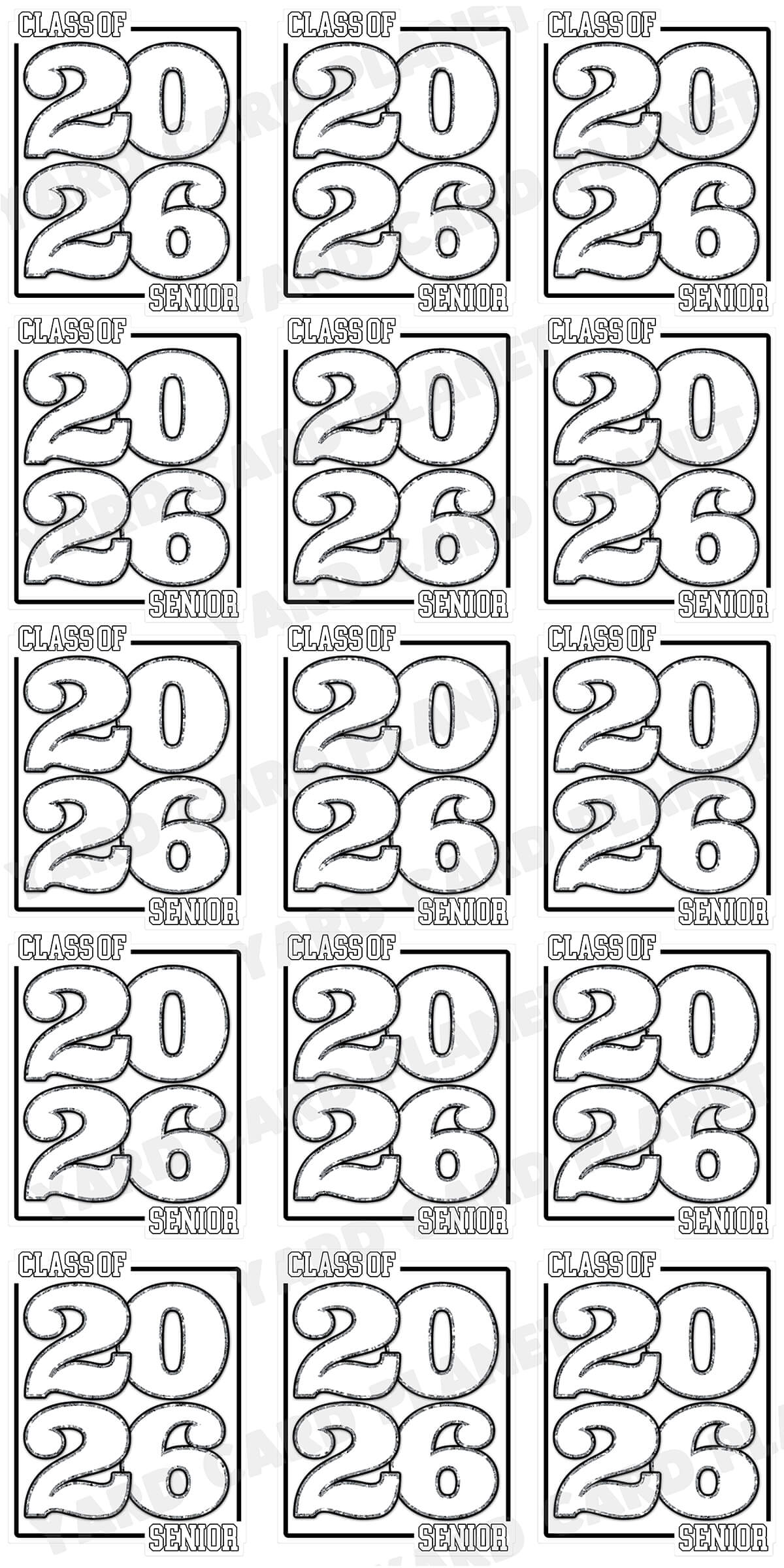 Class of 2026 Senior Yard Card Sign Keepsakes in Solid Colors with Glitter Accent - (Available in Multiple Colors)