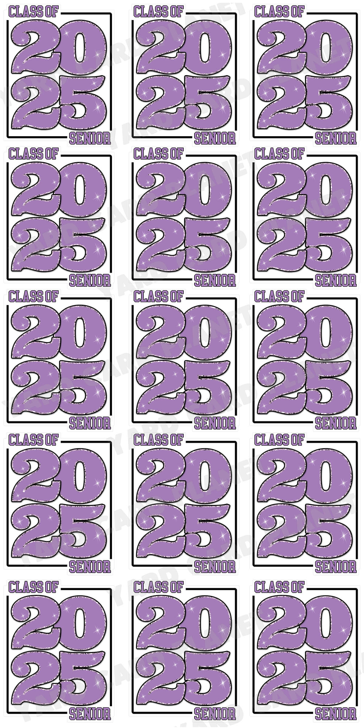 Class of 2025 Senior Yard Card Sign Keepsakes in Solid Colors with Glitter Accent - (Available in Multiple Colors)
