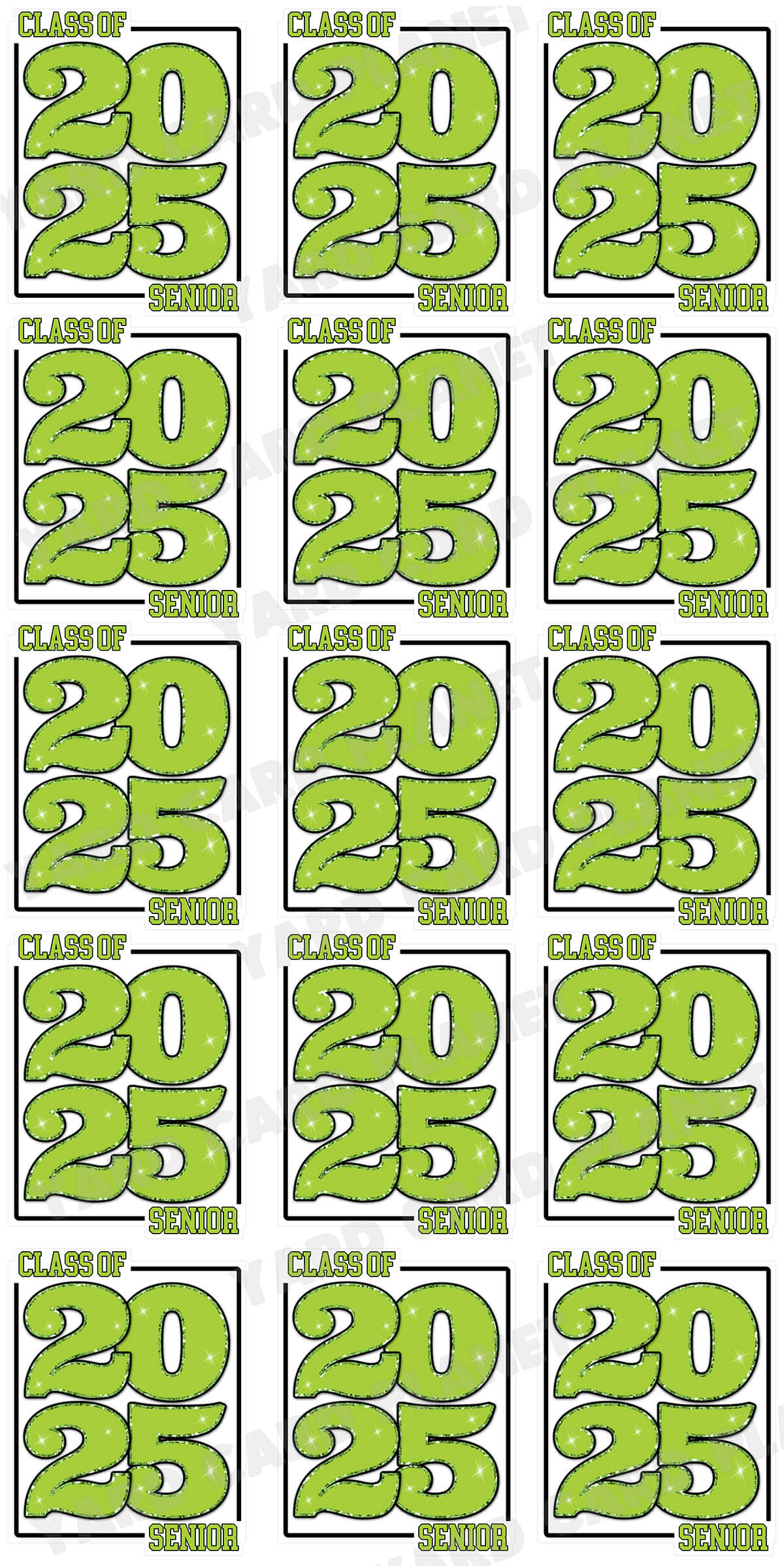 Class of 2025 Senior Yard Card Sign Keepsakes in Solid Colors with Glitter Accent - (Available in Multiple Colors)