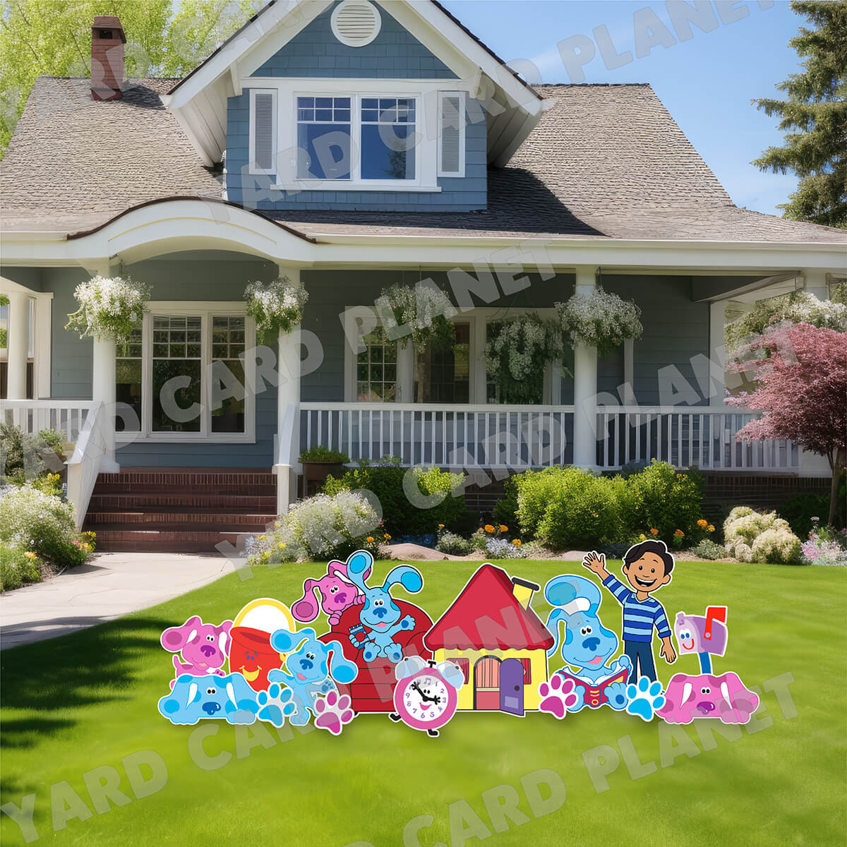 Blue Puppy and Friends Yard Card Flair Set