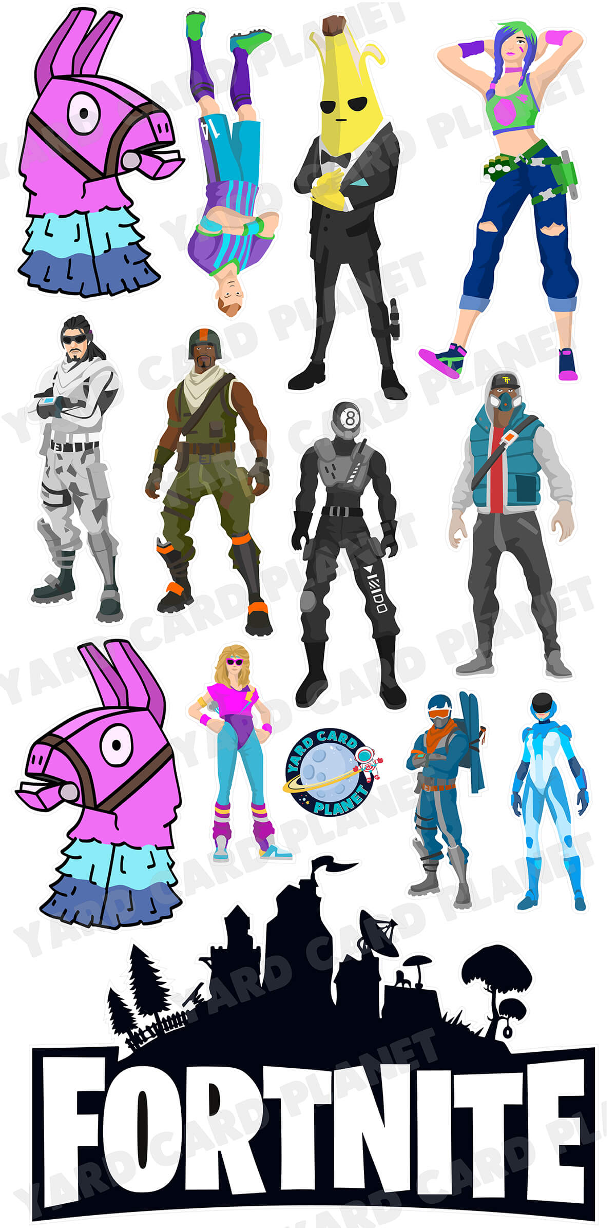 Battle Royale Gamer Party Yard Card Flair Set