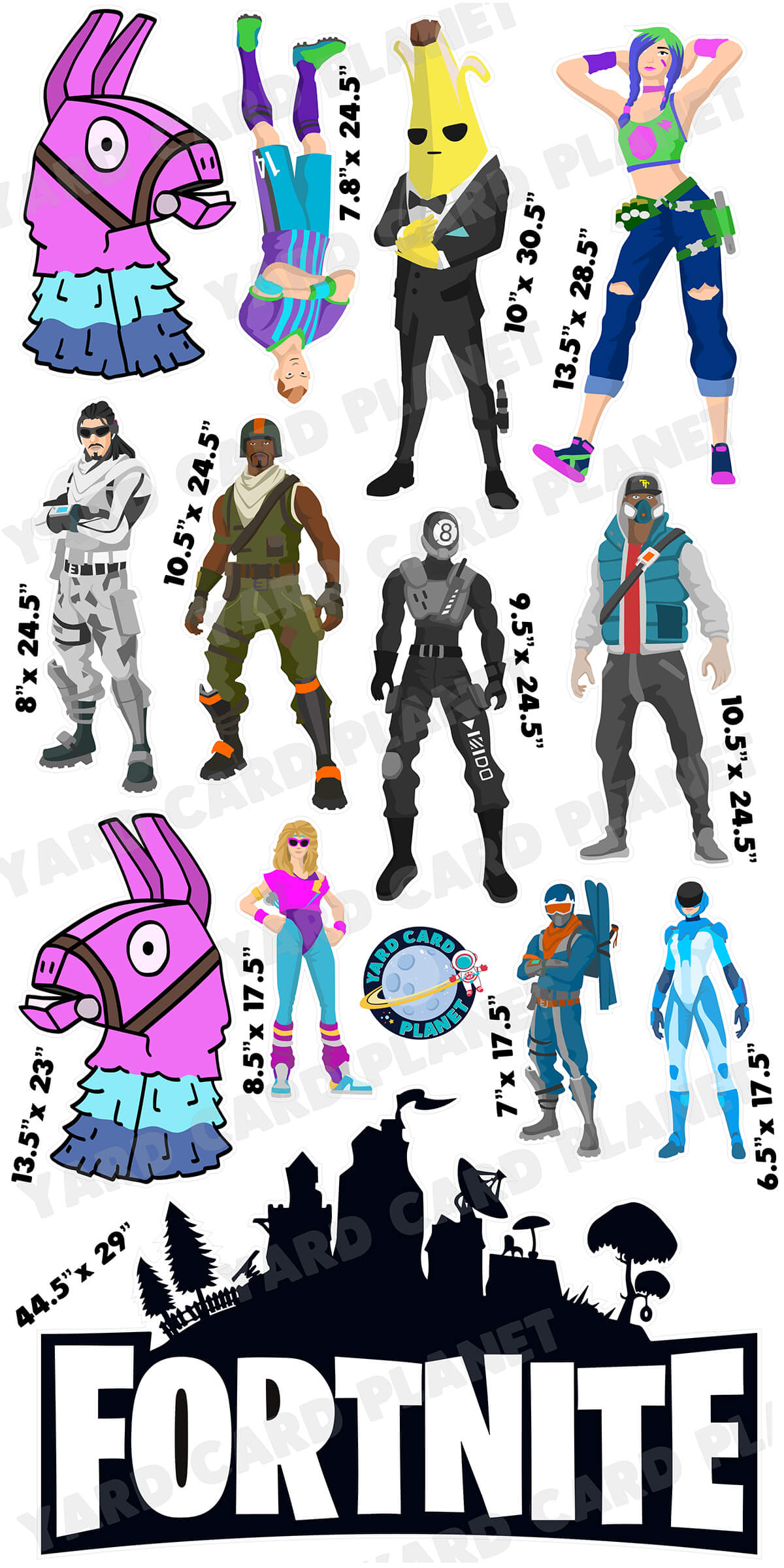 Battle Royale Gamer Party Yard Card Flair Set