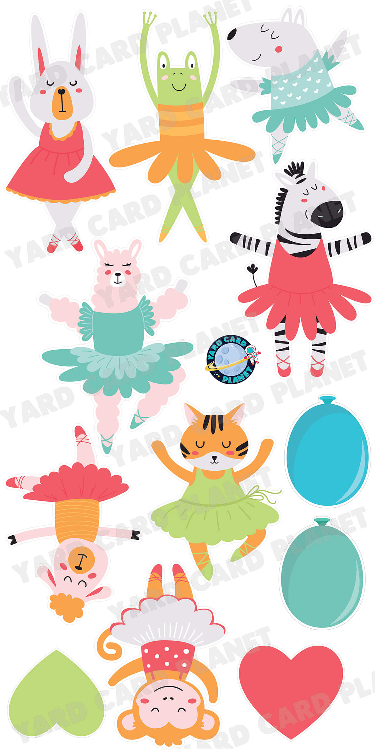 Adorable Ballet Dancing Animals Yard Card Flair Set