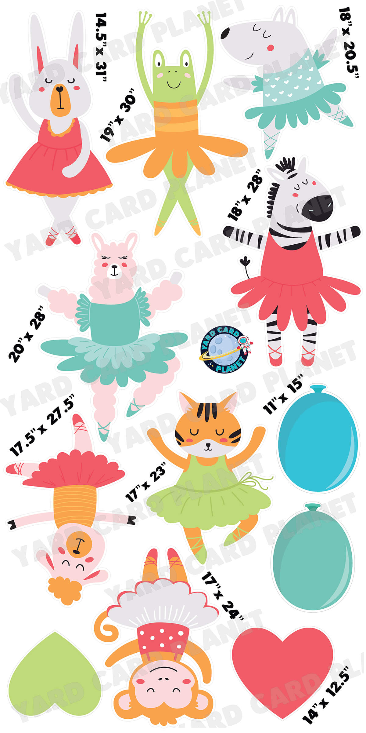 Adorable Ballet Dancing Animals Yard Card Flair Set